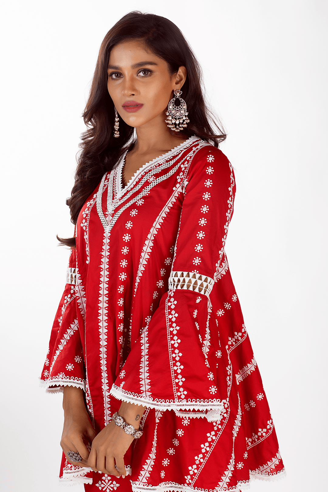 Mulmul Supima Cotton Arlo Red kurta