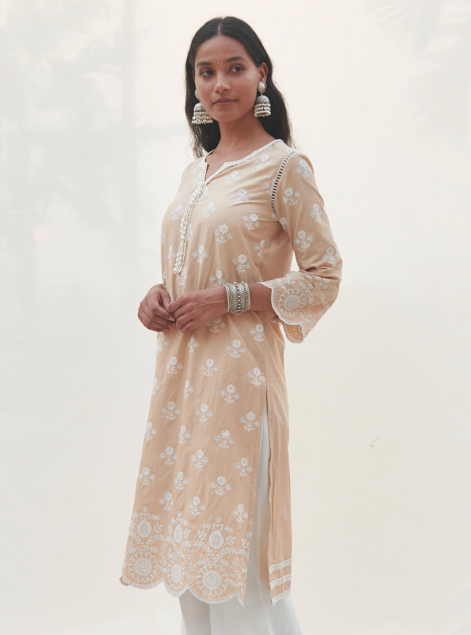 Mulmul Supima Cotton Arpora Beige kurta