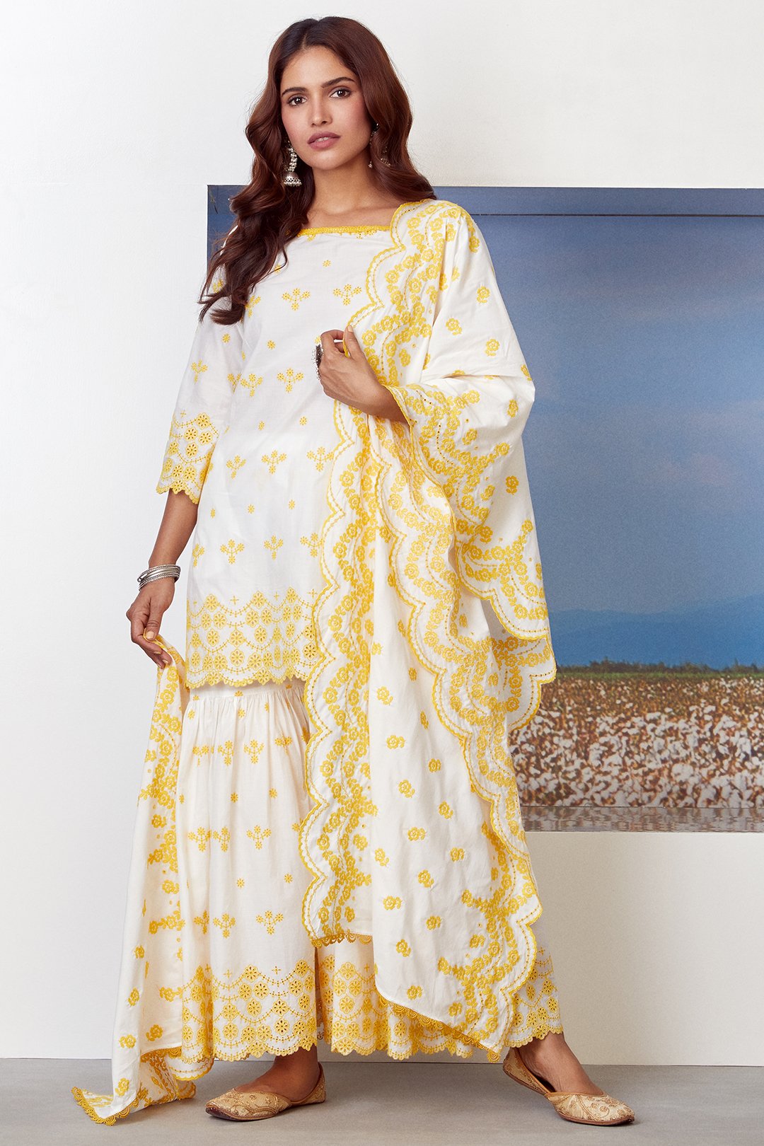 Mulmul Supima Cotton Altair White Dupatta