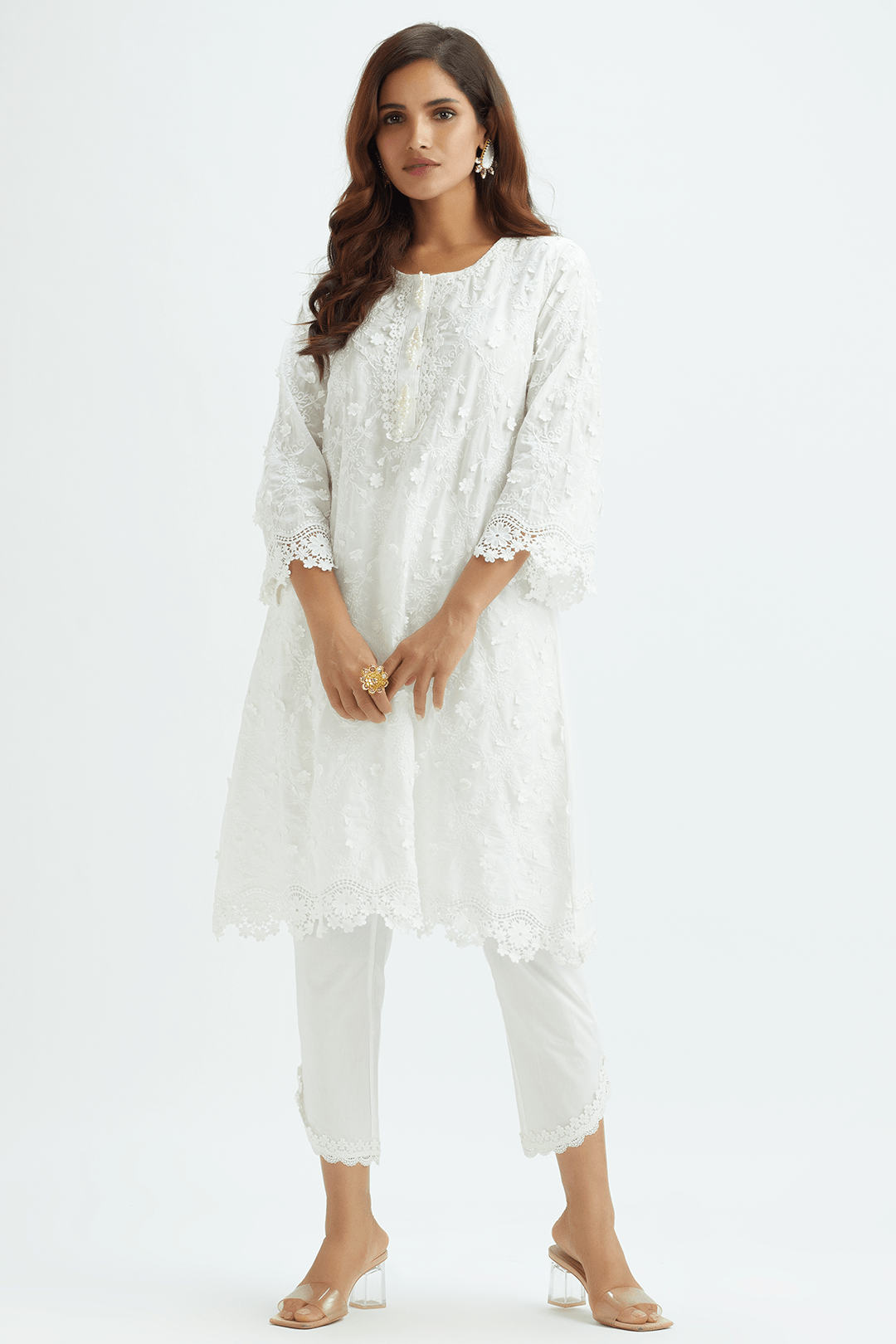 Baybreeze Supima Cotton White Kurta Set