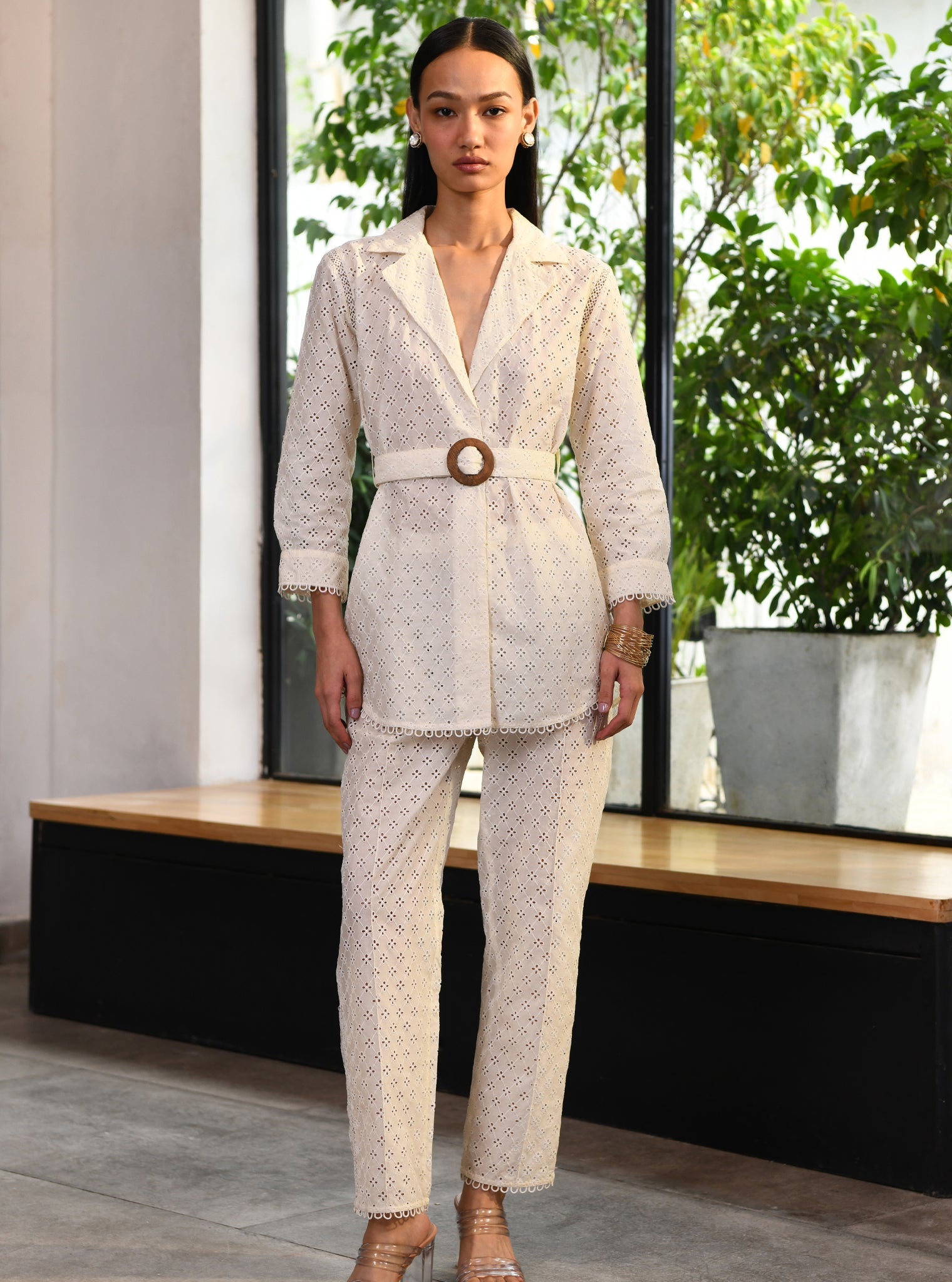 Bergenia Supima Cotton Off White Co-ord Set