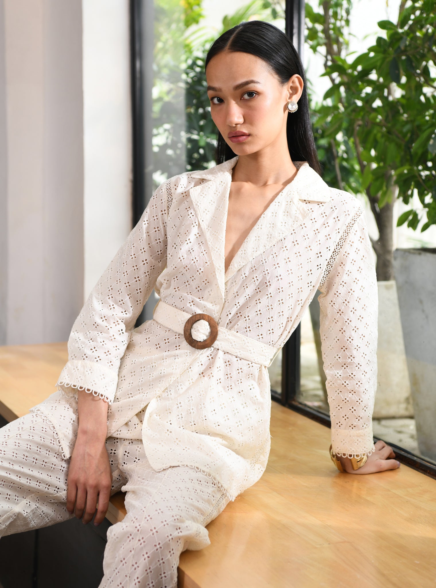 Bergenia Supima Cotton Off White Co-ord Set