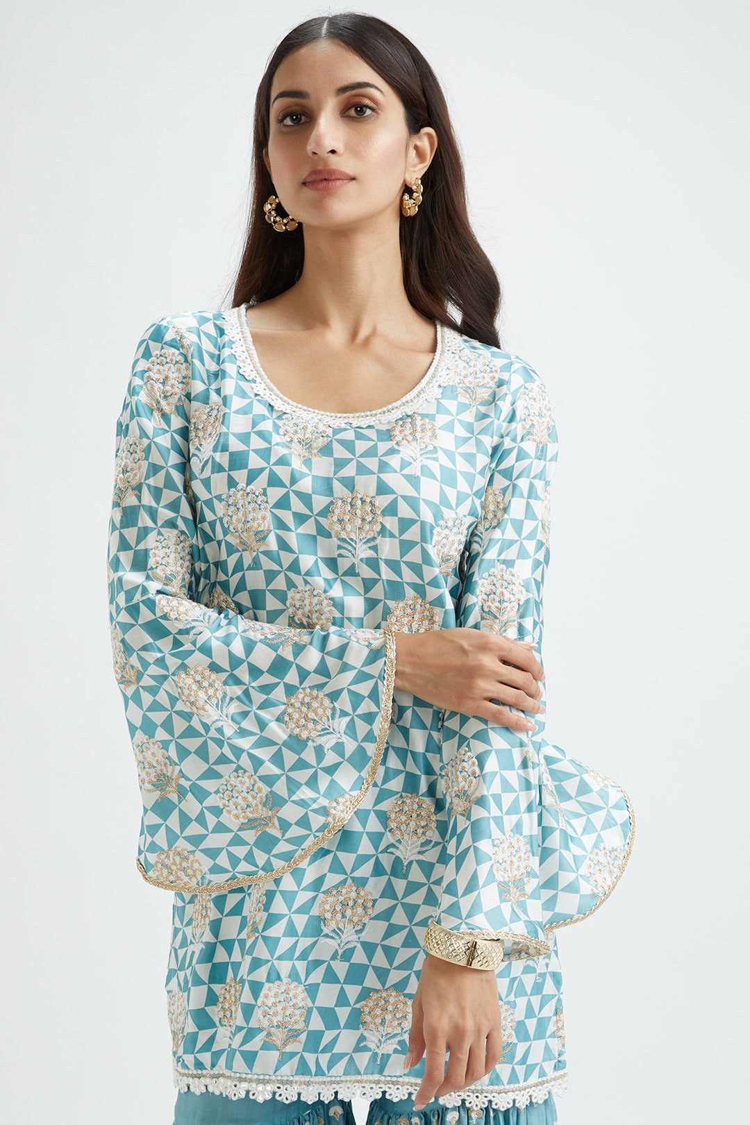 Camden Cupro Silk Teal Garara Set