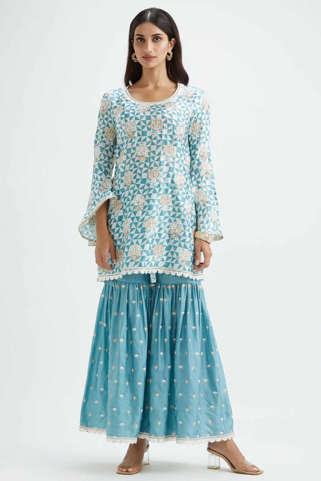 Camden Cupro Silk Teal Garara Set