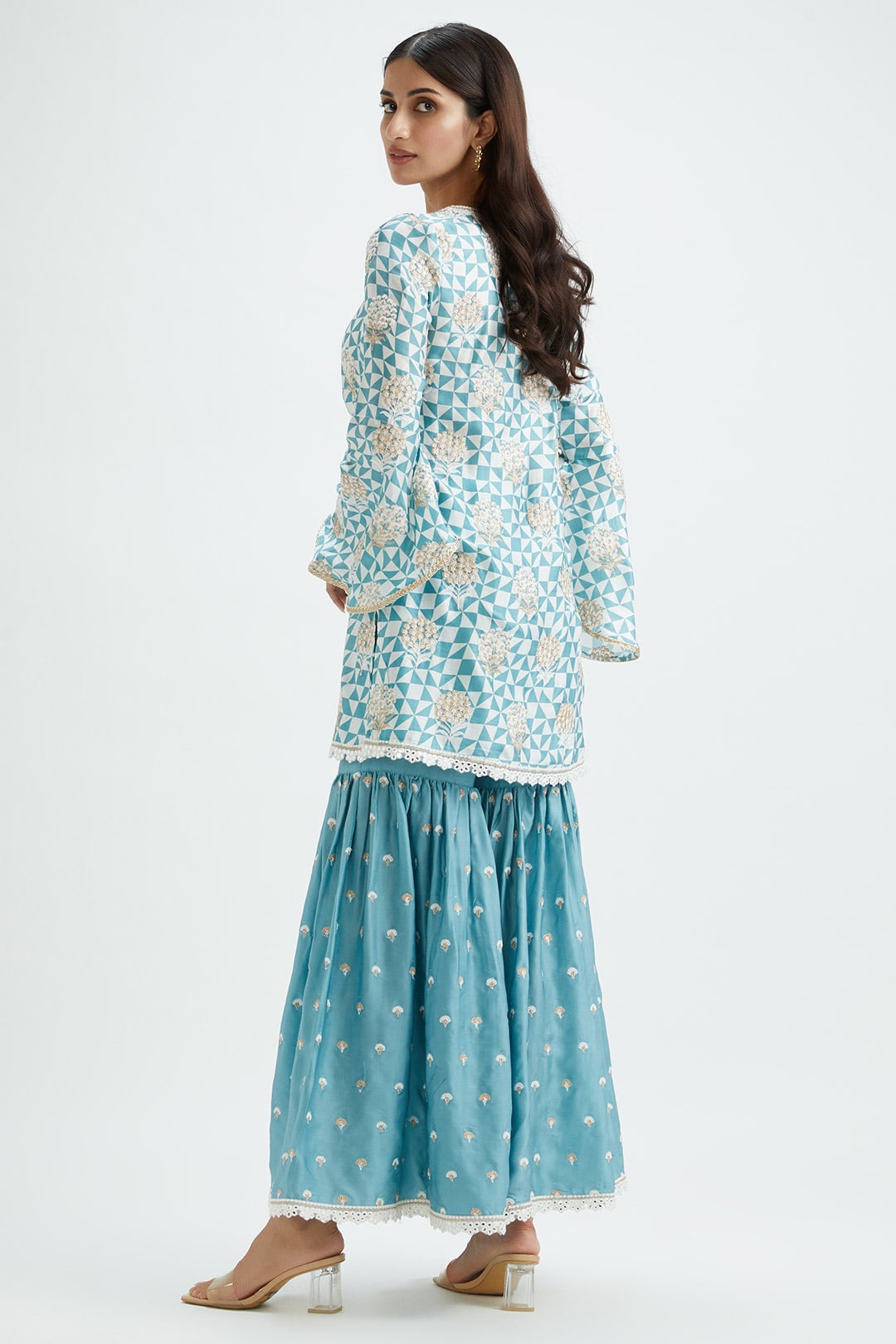 Camden Cupro Silk Teal Garara Set