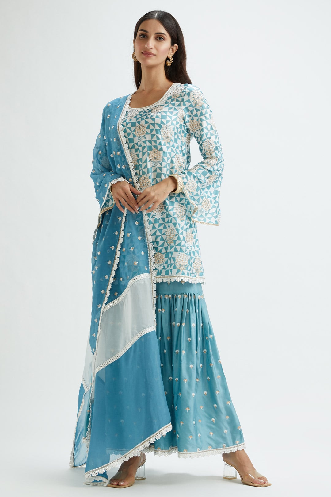 Camden Cupro Silk Teal Garara Set