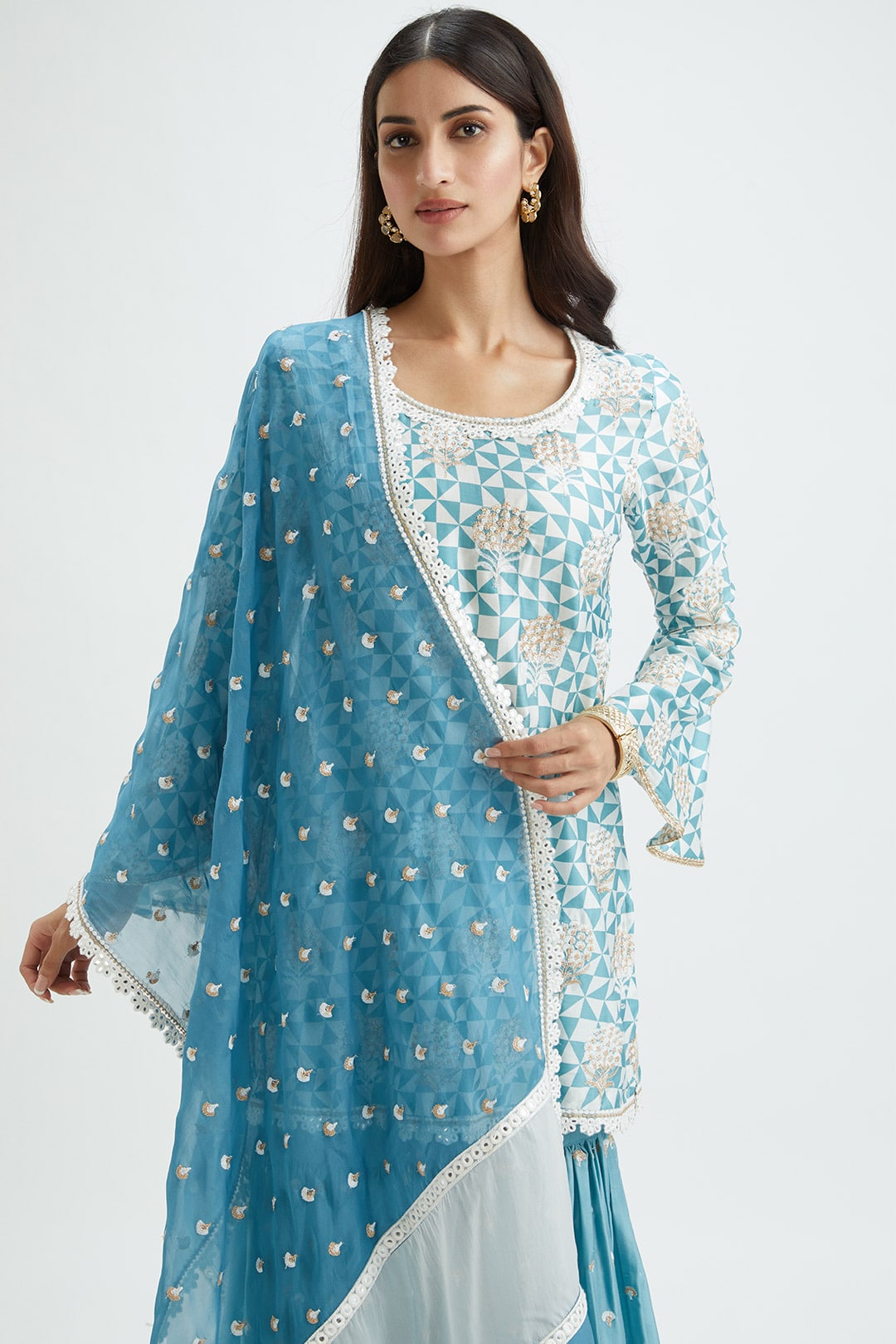 Camden Cupro Silk Teal Garara Set