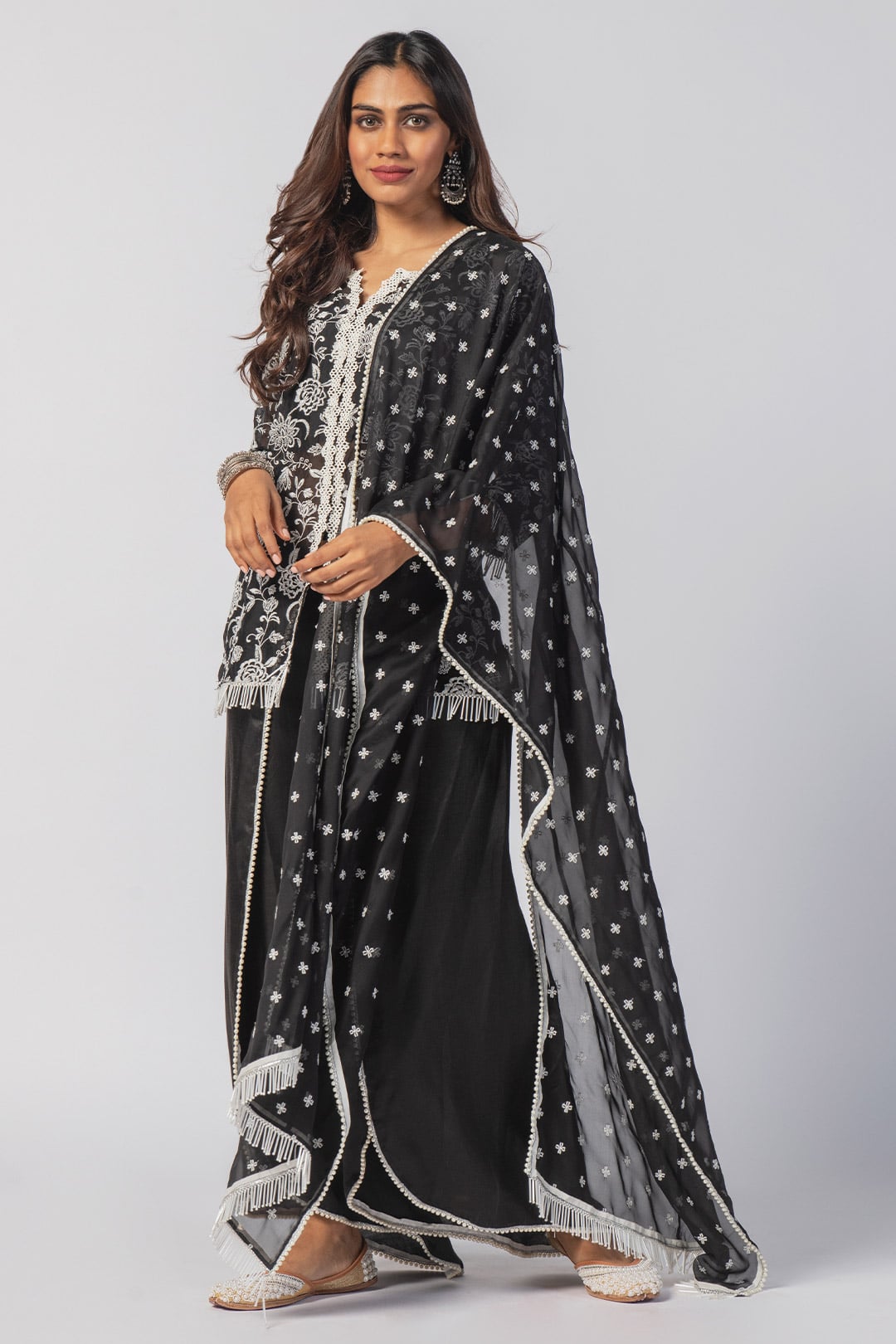 Claire Tencel Luxe Organza Black Kurta Set