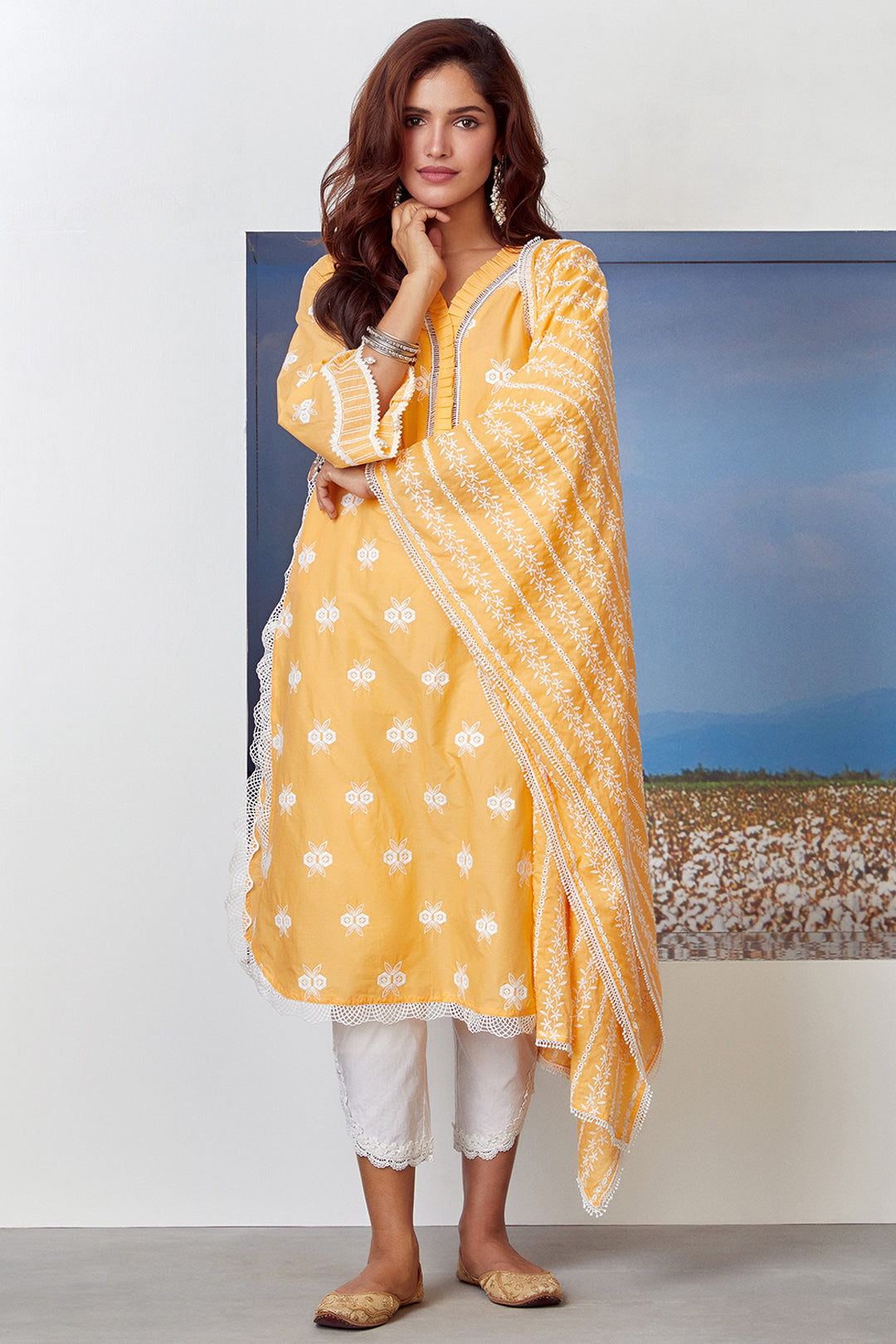 Dawn Supima Cotton Orange Kurta Set