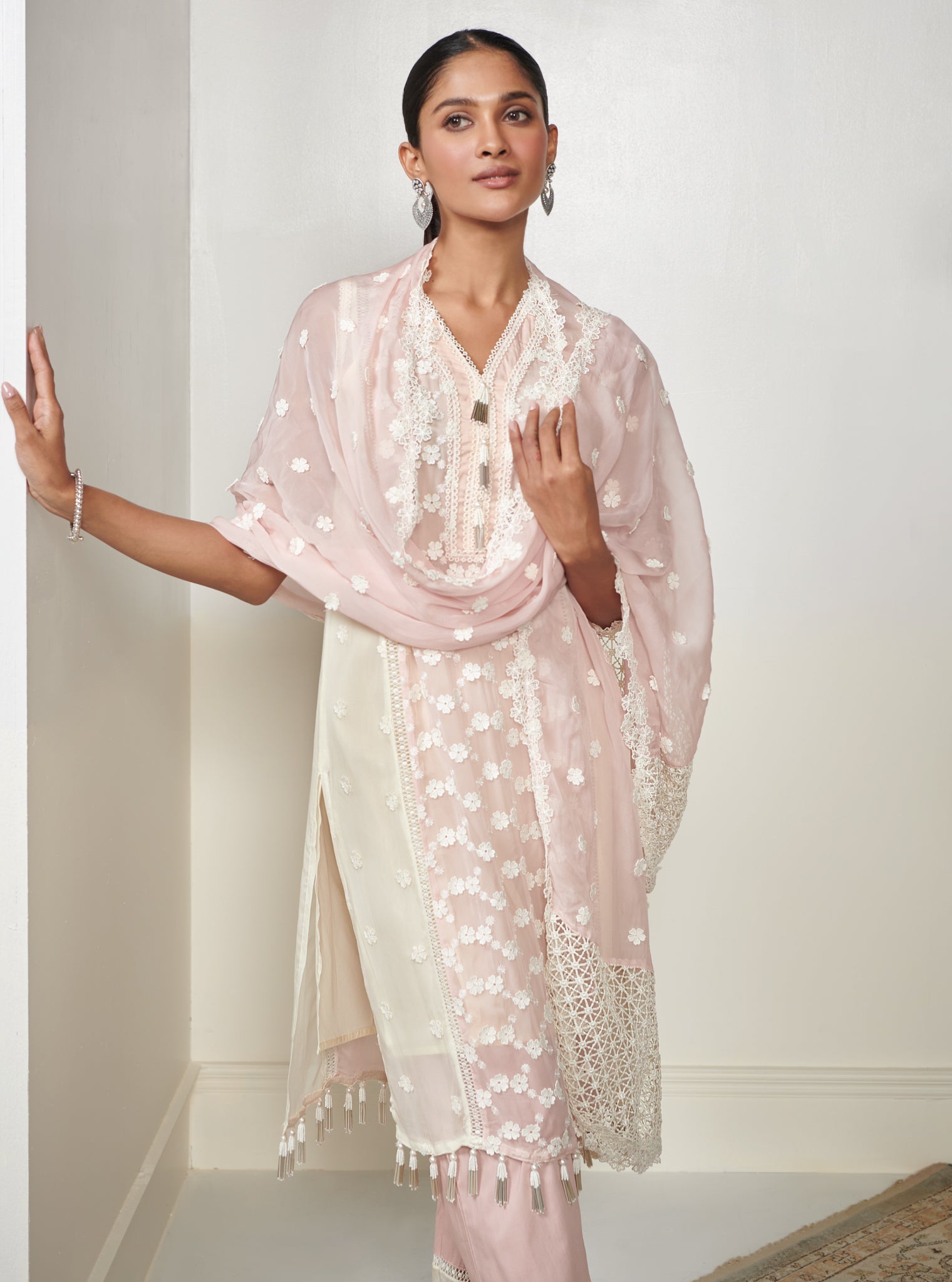 Elliot Organza Pink Kurta Set