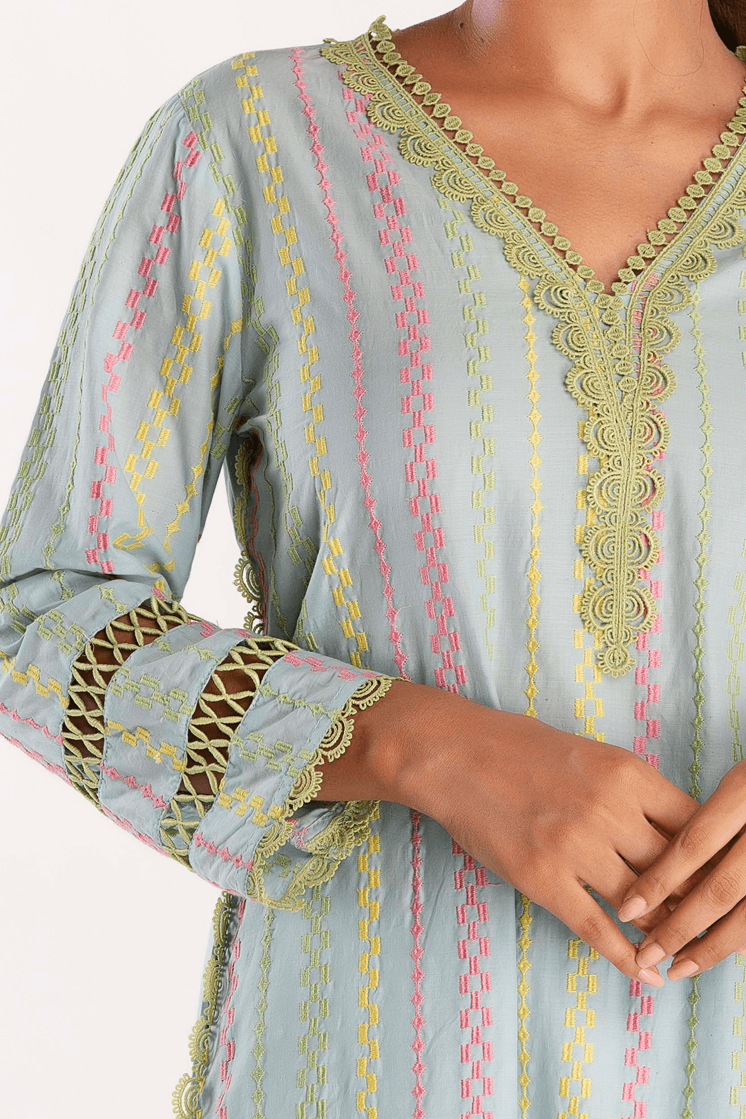 Eva Supima Cotton Blue Kurta Set