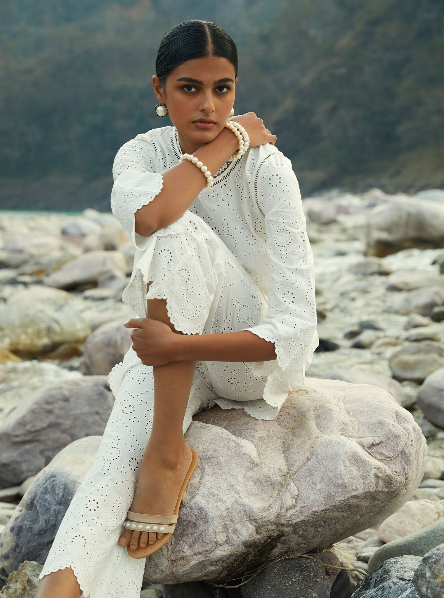 Evelyn Cotton White Top Set