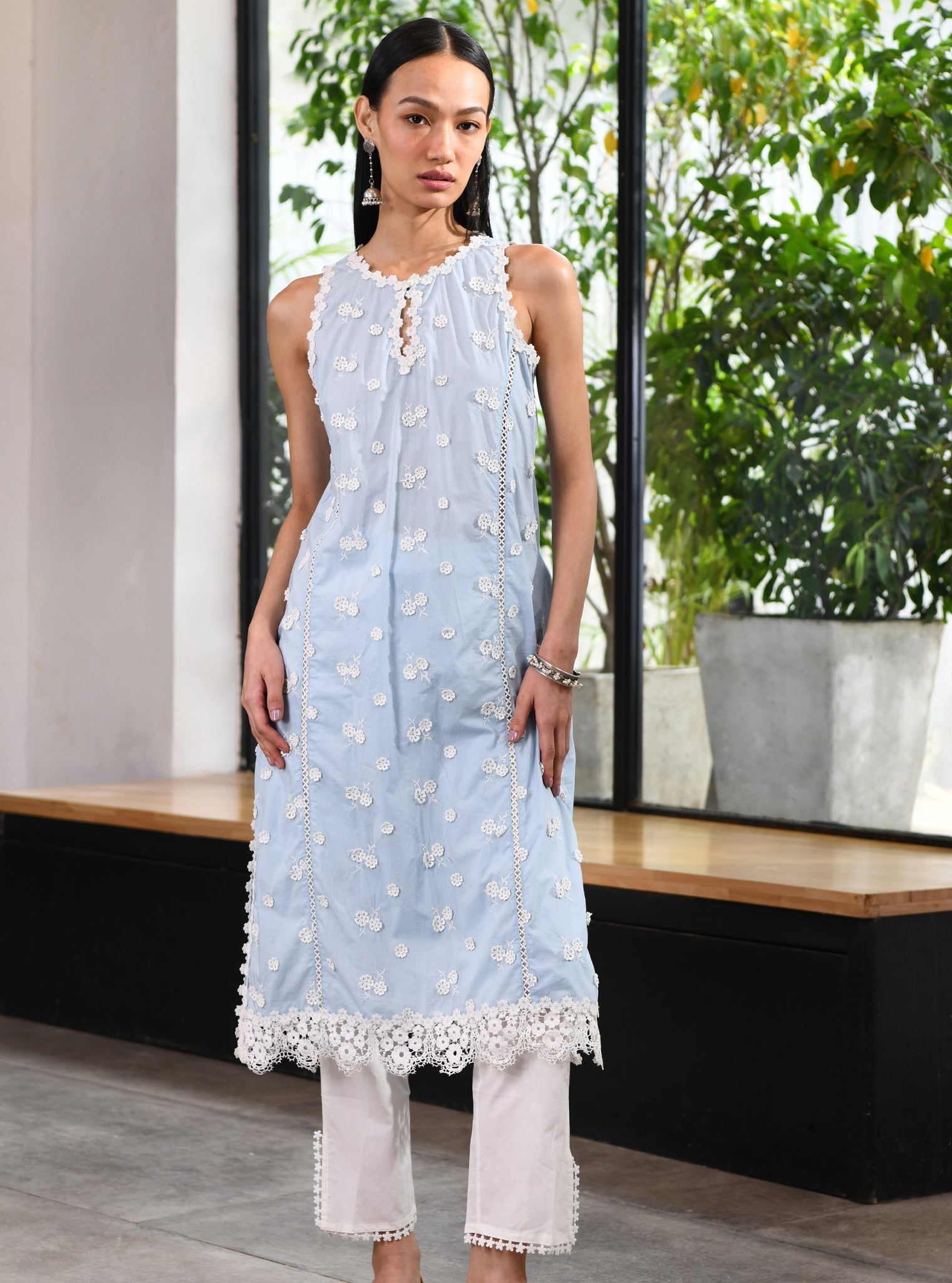 Evie Supima Cotton Blue Kurta Set