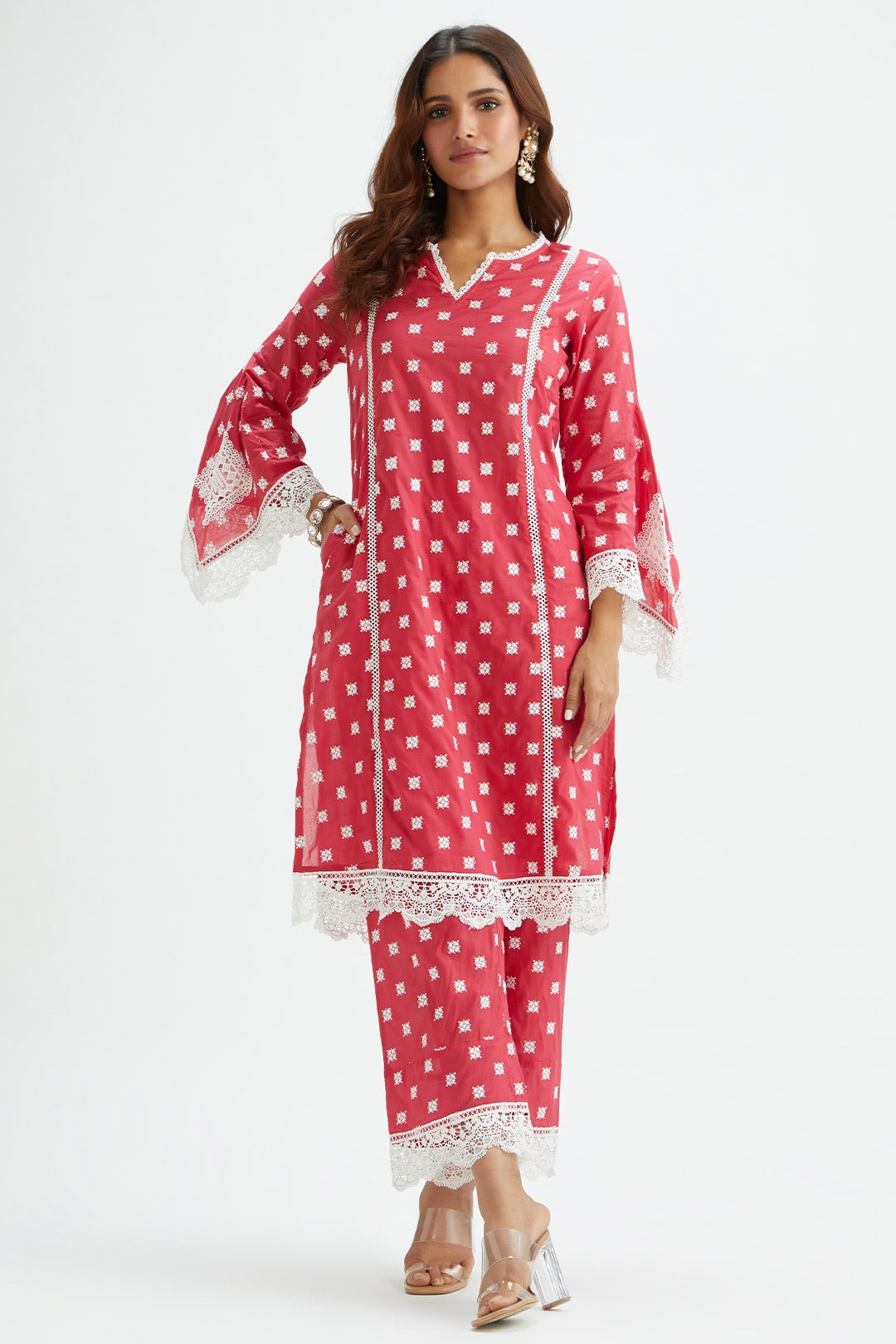 Finch Supima Cotton Red Kurta Set