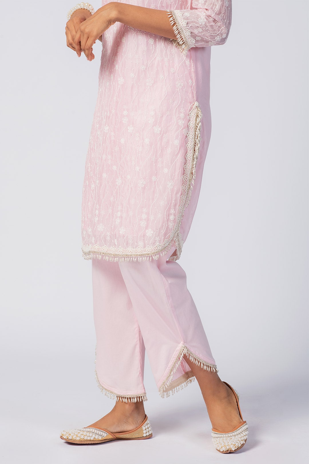 Freya Tencel Luxe Organza Pink Kurta Set