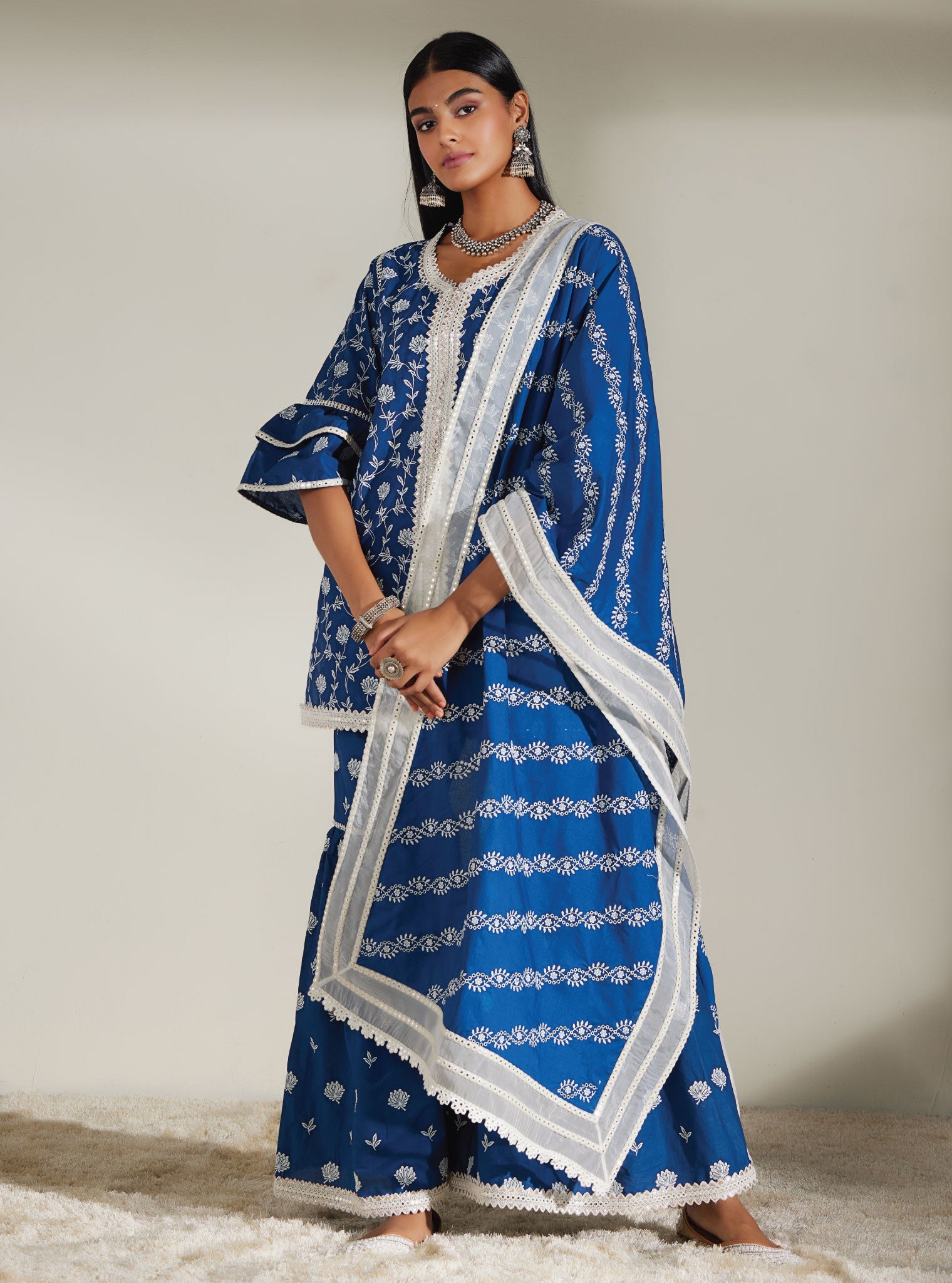 Mulmul Cotton Shiloh Navy Dupatta