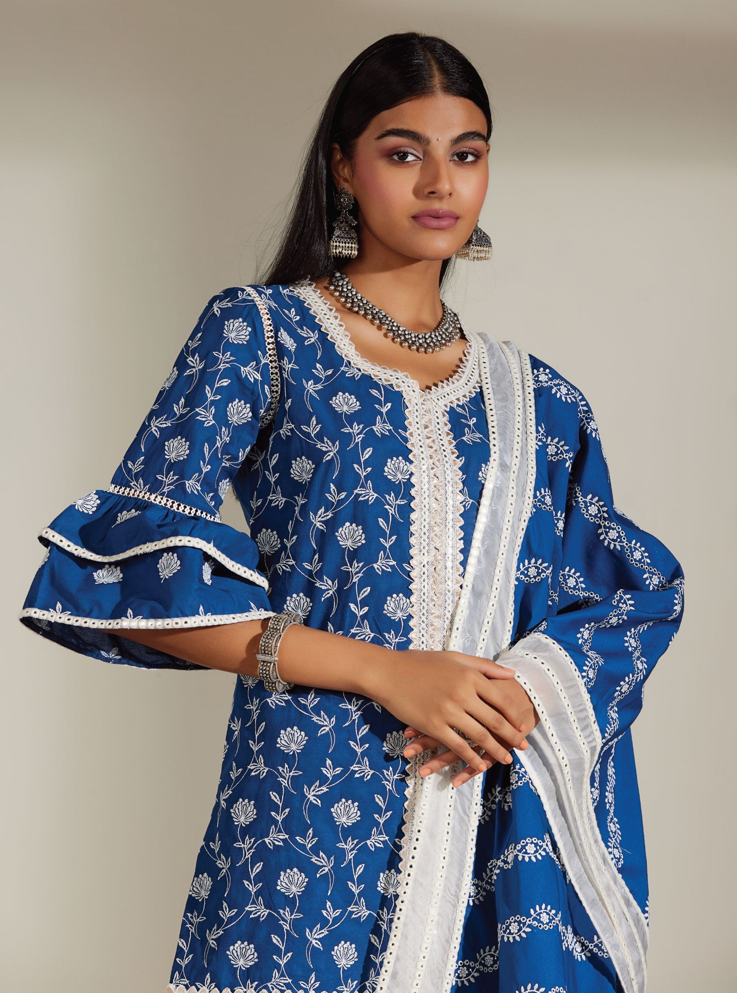 Mulmul Cotton Shiloh Navy Dupatta