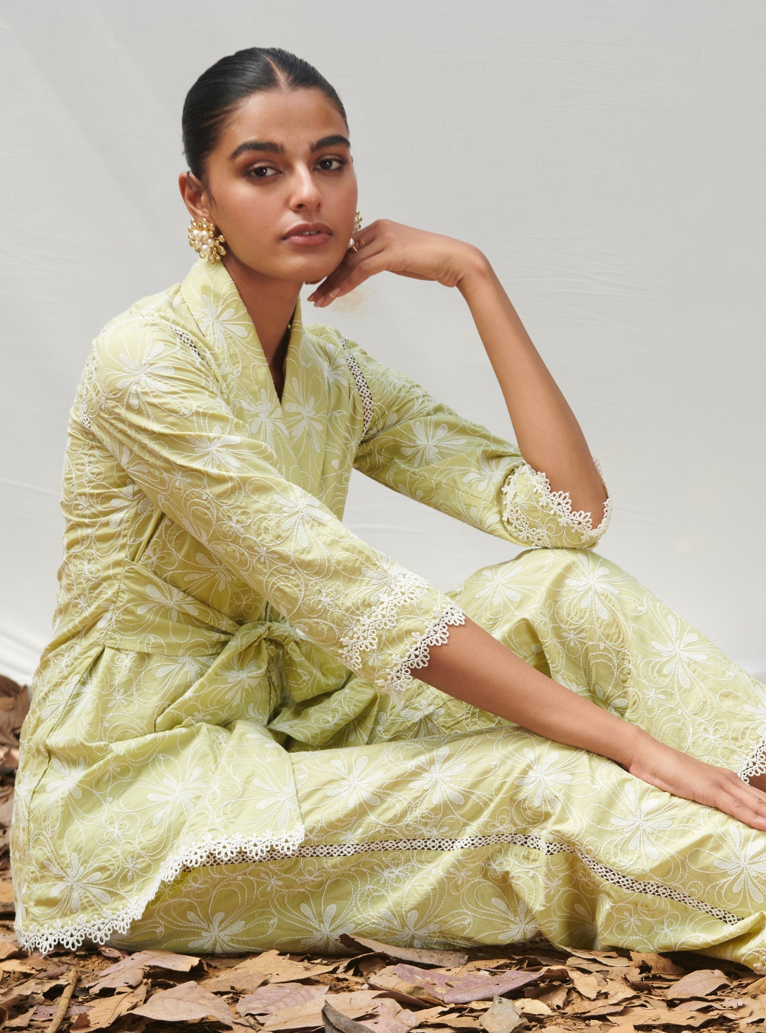 Lorna Cotton Warp Green Co-ord Set