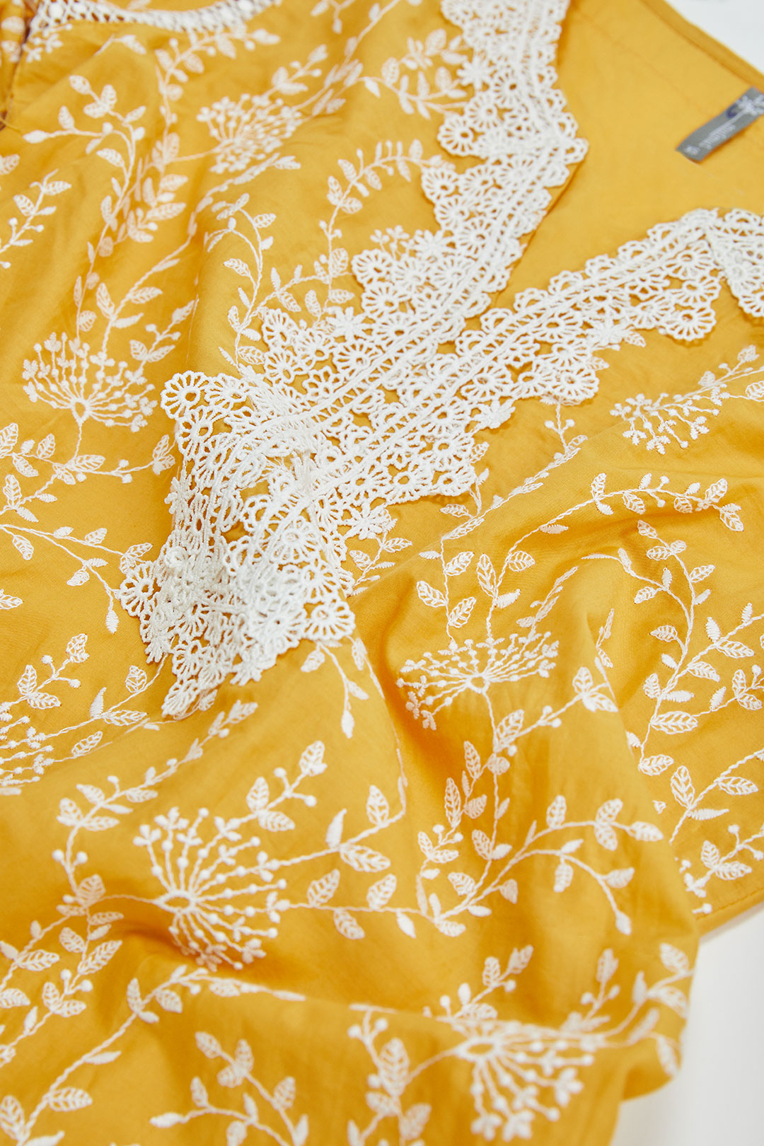 Mulmul Supima Cotton Merlin Mustard Kurta