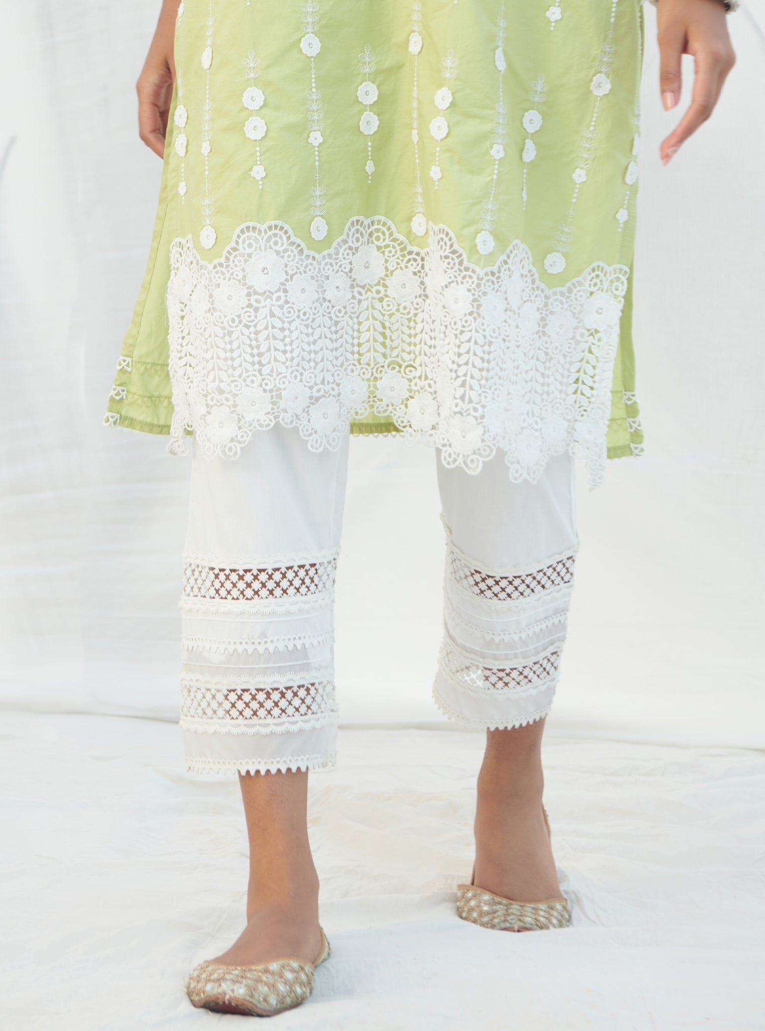 Mulmul Supima Cotton Naroa Lime kurta
