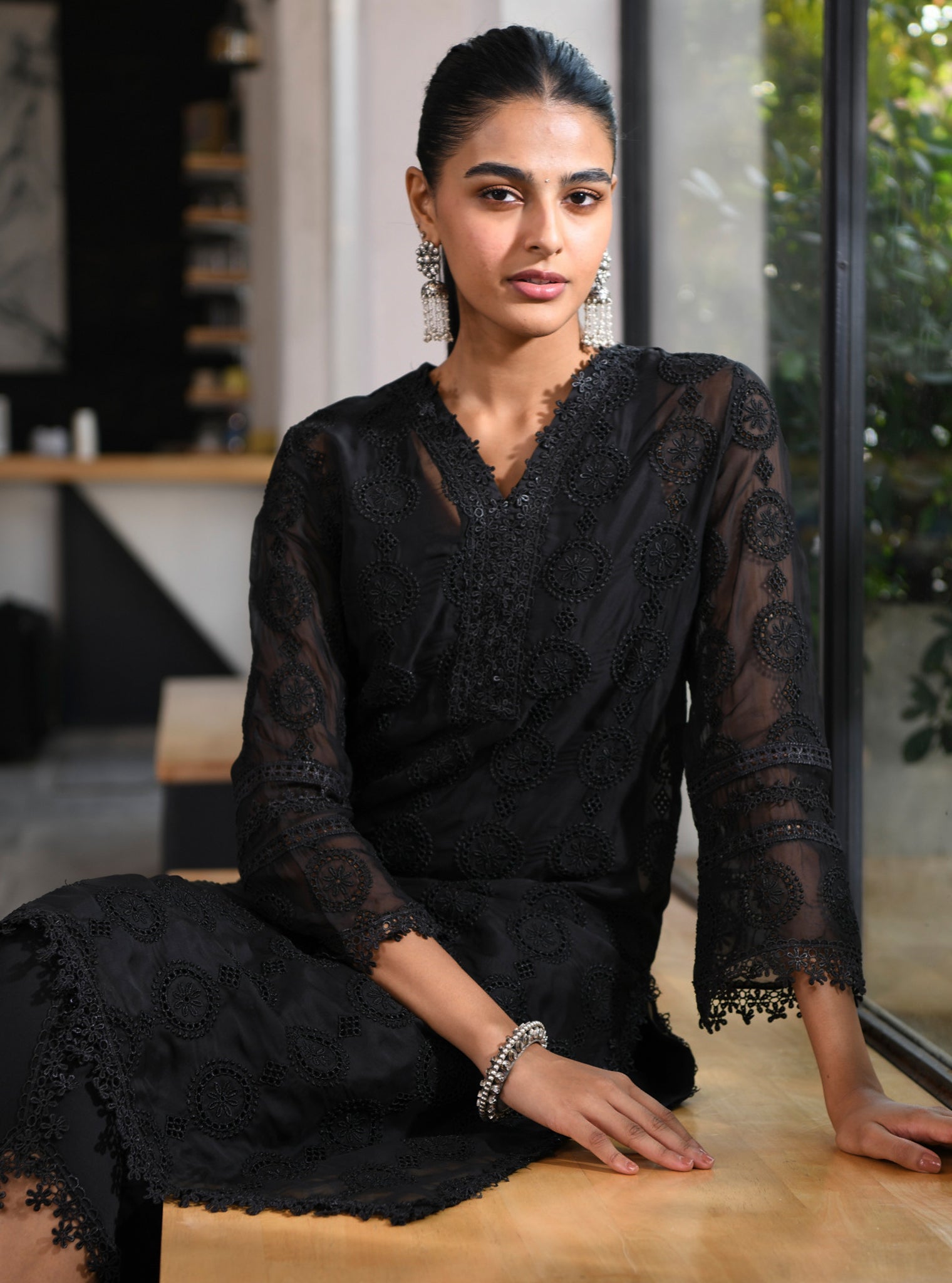 Nelli Organza Black Kurta Set