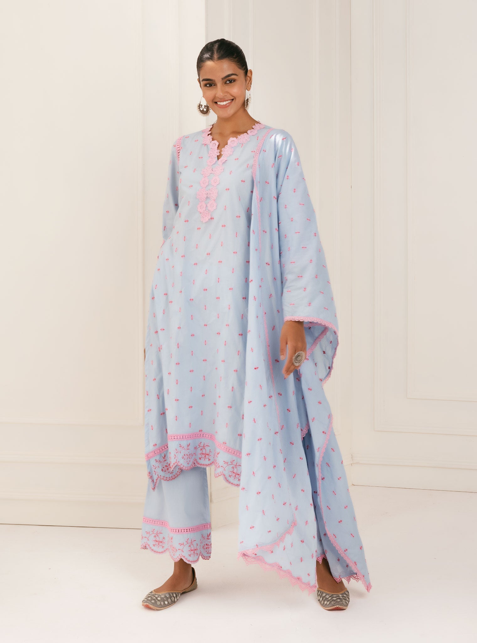 Mulmul Kosi Blue Dupatta