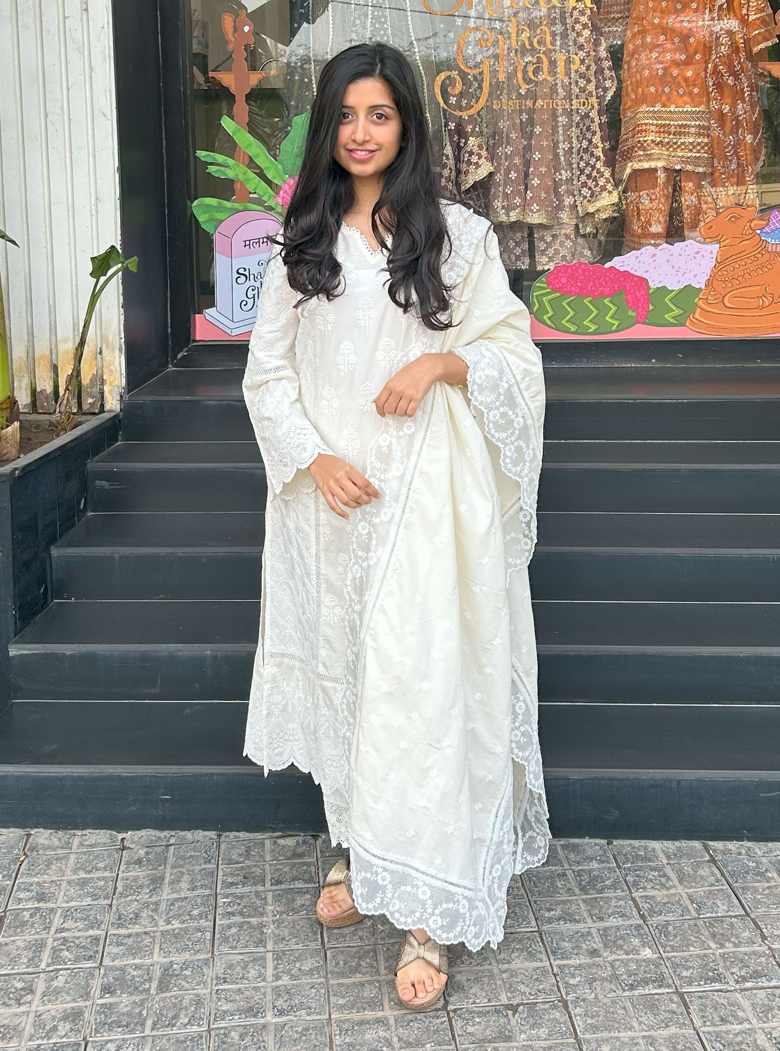 Mulmul Supima Cotton Blair Off-White Kurta