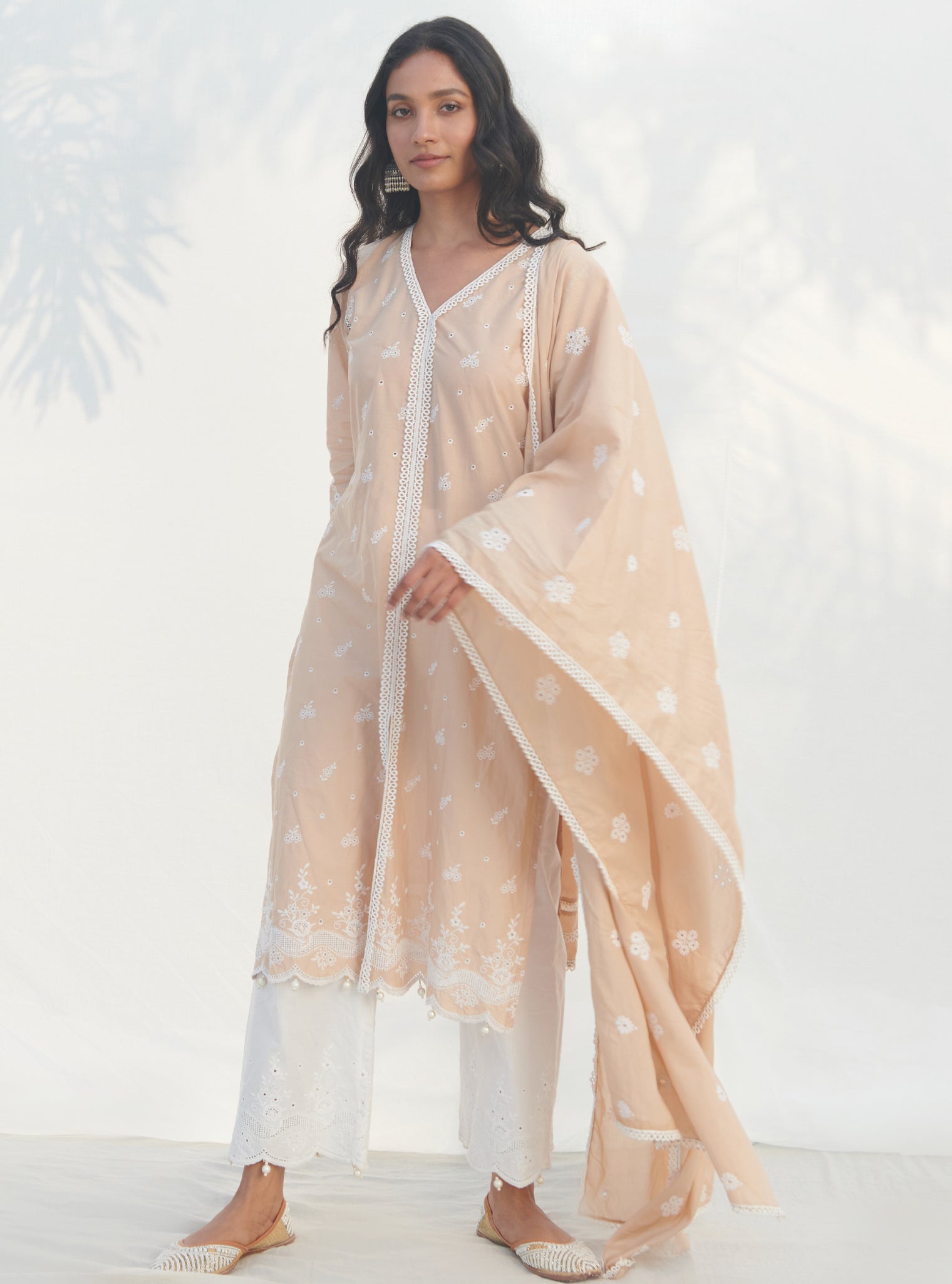 Mulmul Cotton Parra Beige Dupatta