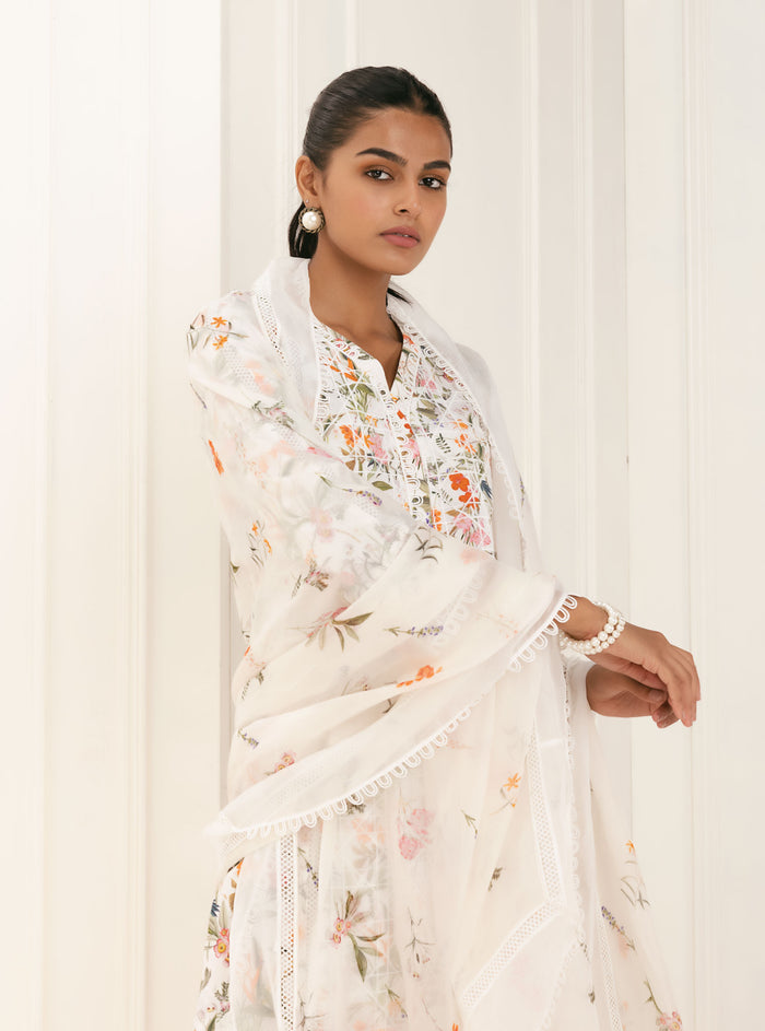 Mulmul Supima Cotton Stassie White Kurta