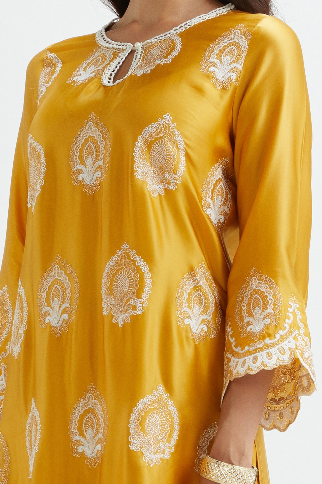 Sydney Cupro Silk Orange Kurta Set