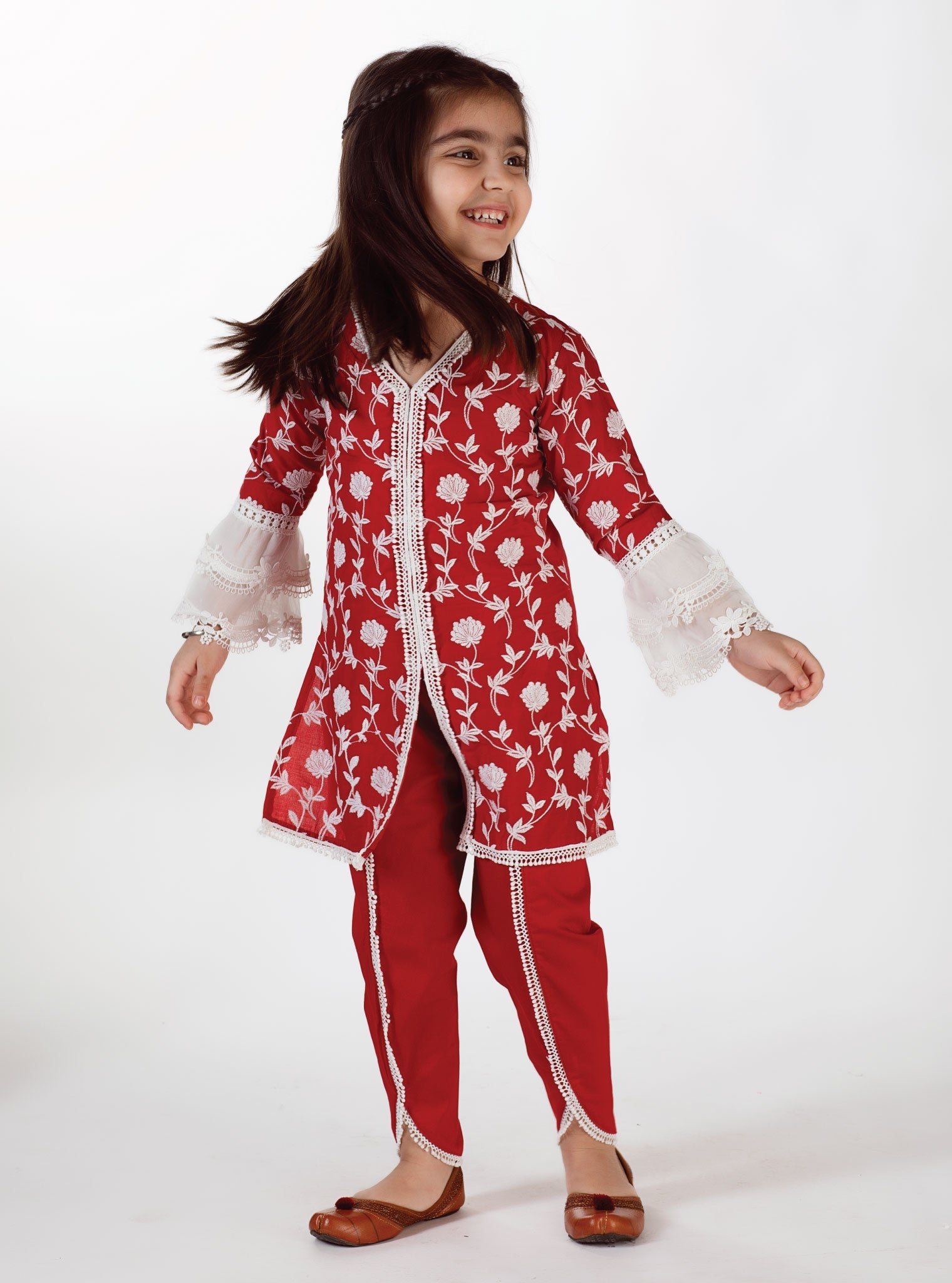 Feliz Supima Cotton Red Dhoti Set