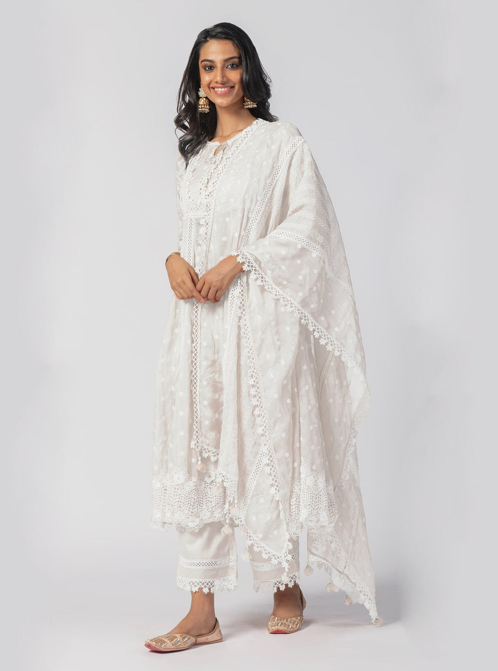 Mulmul Tencel Luxe Organza Cherie Beige Dupatta main image 1