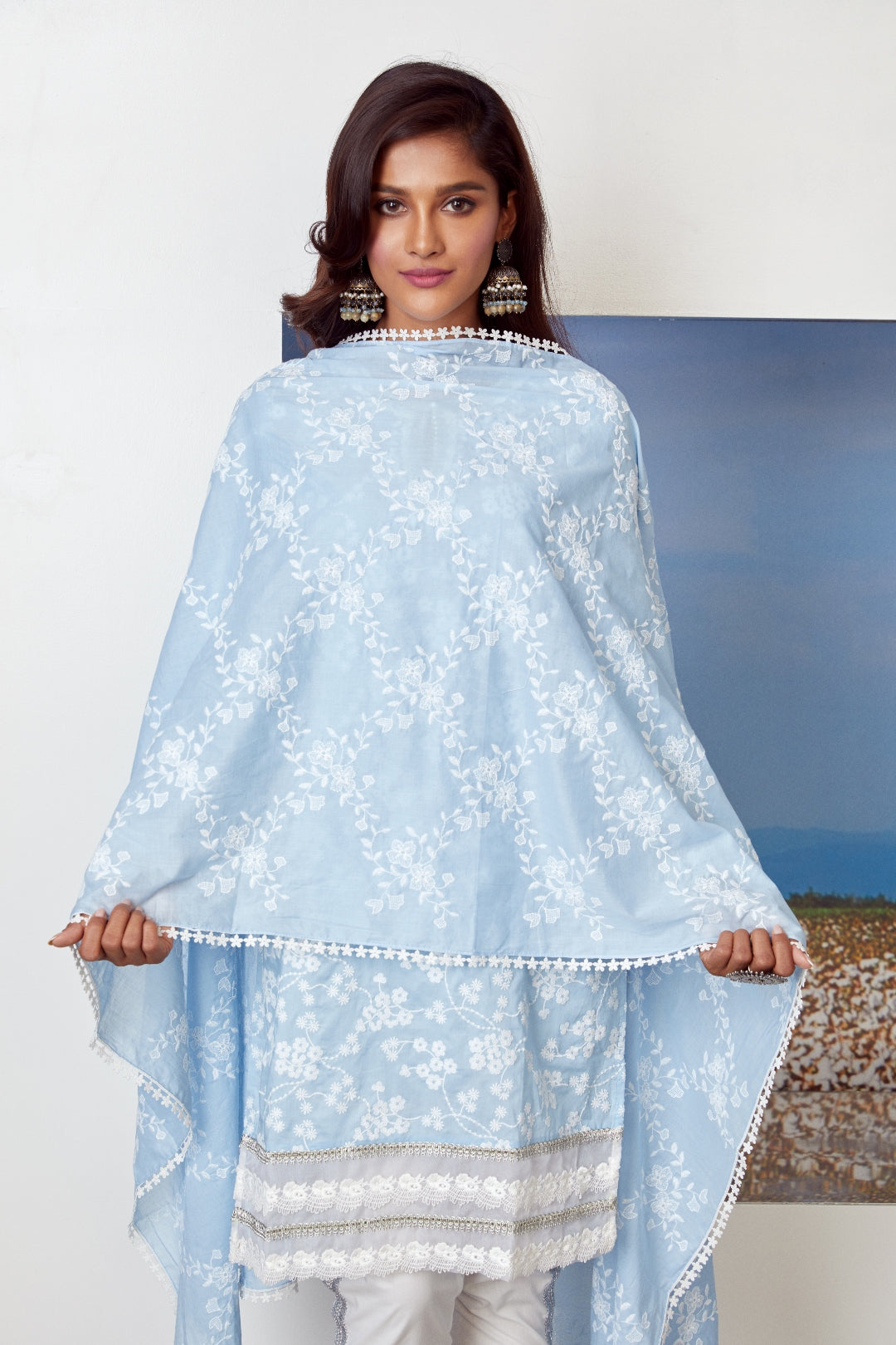 Viva Supima Cotton Light Blue Kurta Set