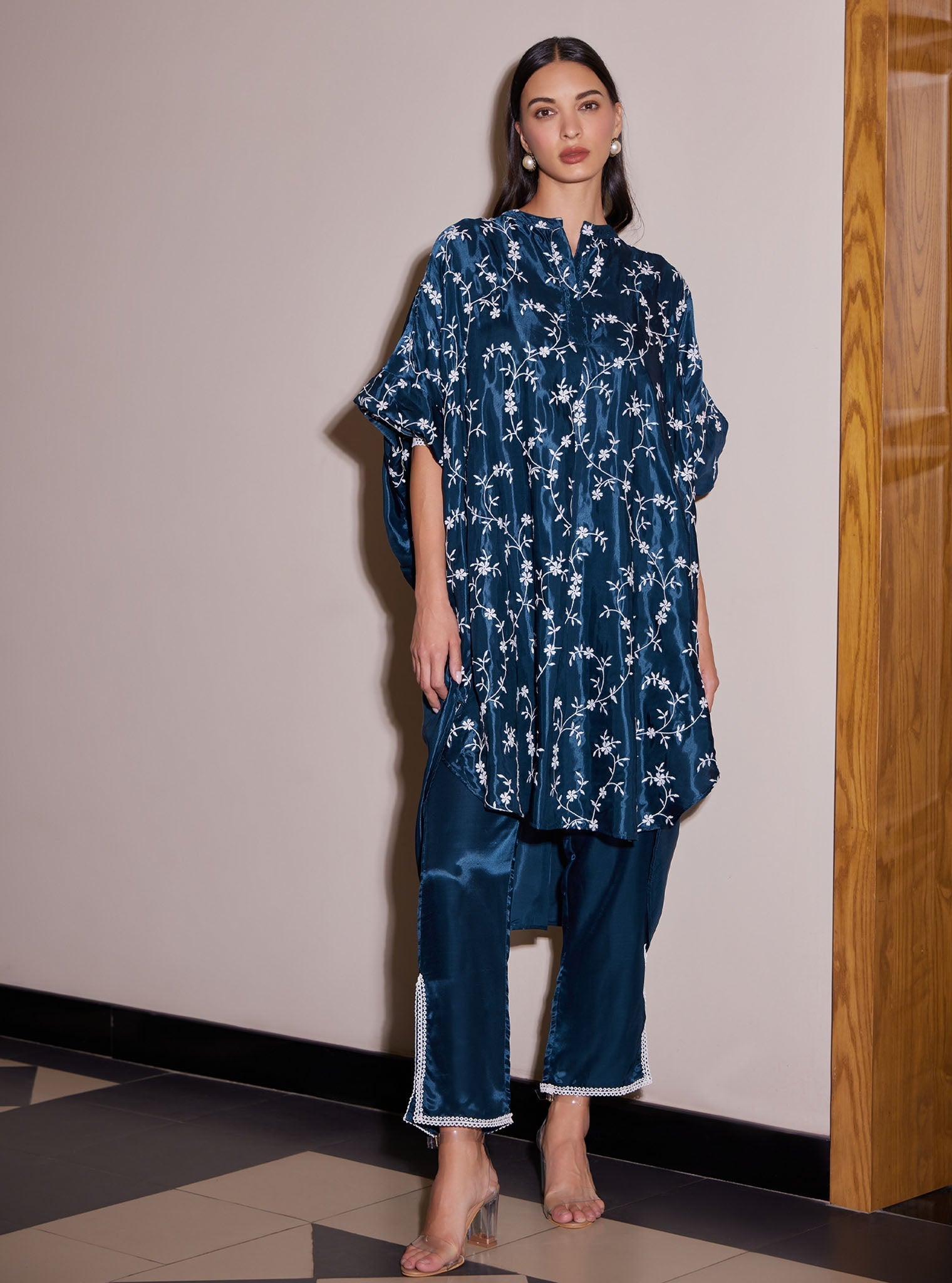 Pheme Modal Satin Navy Co-ord Set