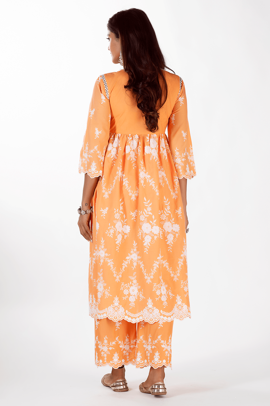 Zambi Supima Cotton Orange Kurta Set