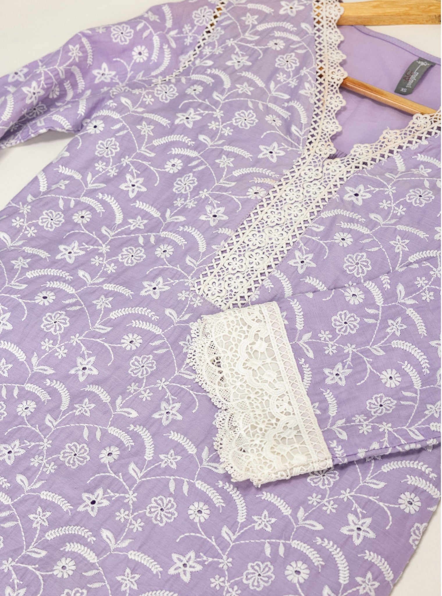 Mulmul Cotton Ziro Lilac Kurta With Ziro Lilac Pant