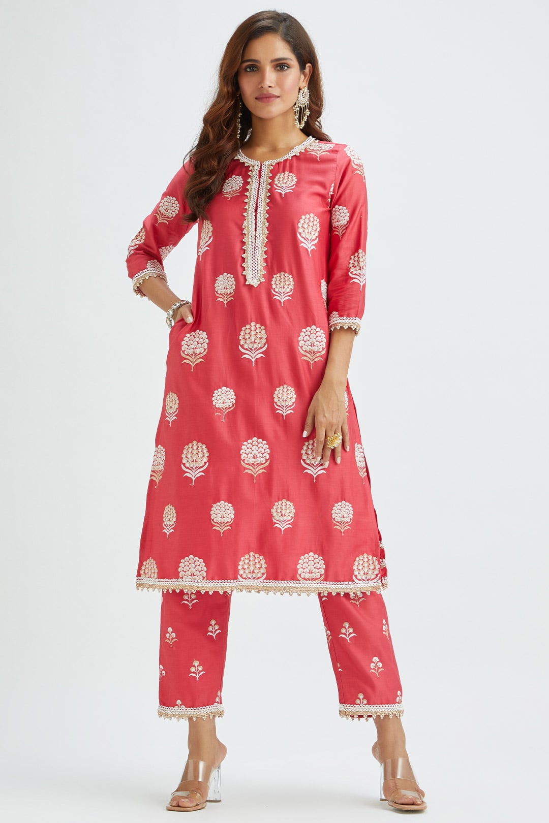 Amira Red KurtaKurtaShop MulmulAmira Red Kurta
