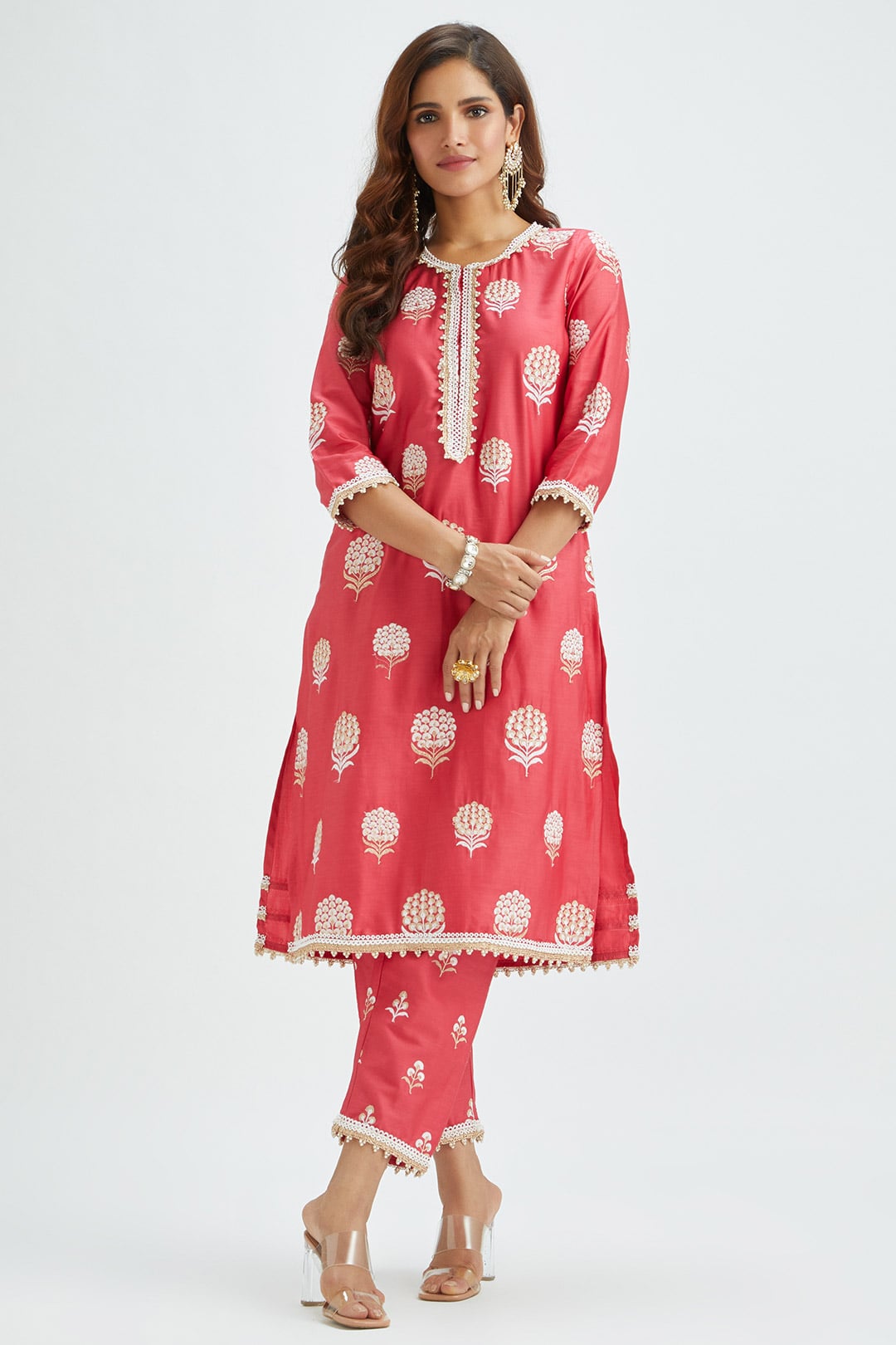 Amira Red KurtaKurtaShop MulmulAmira Red Kurta
