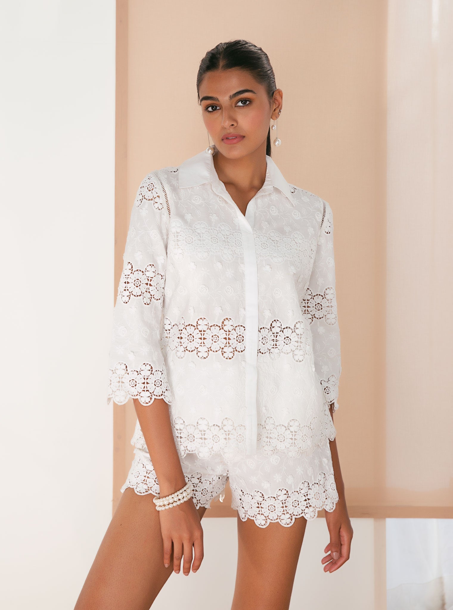 Avril Supima Cotton White Shirt With Short