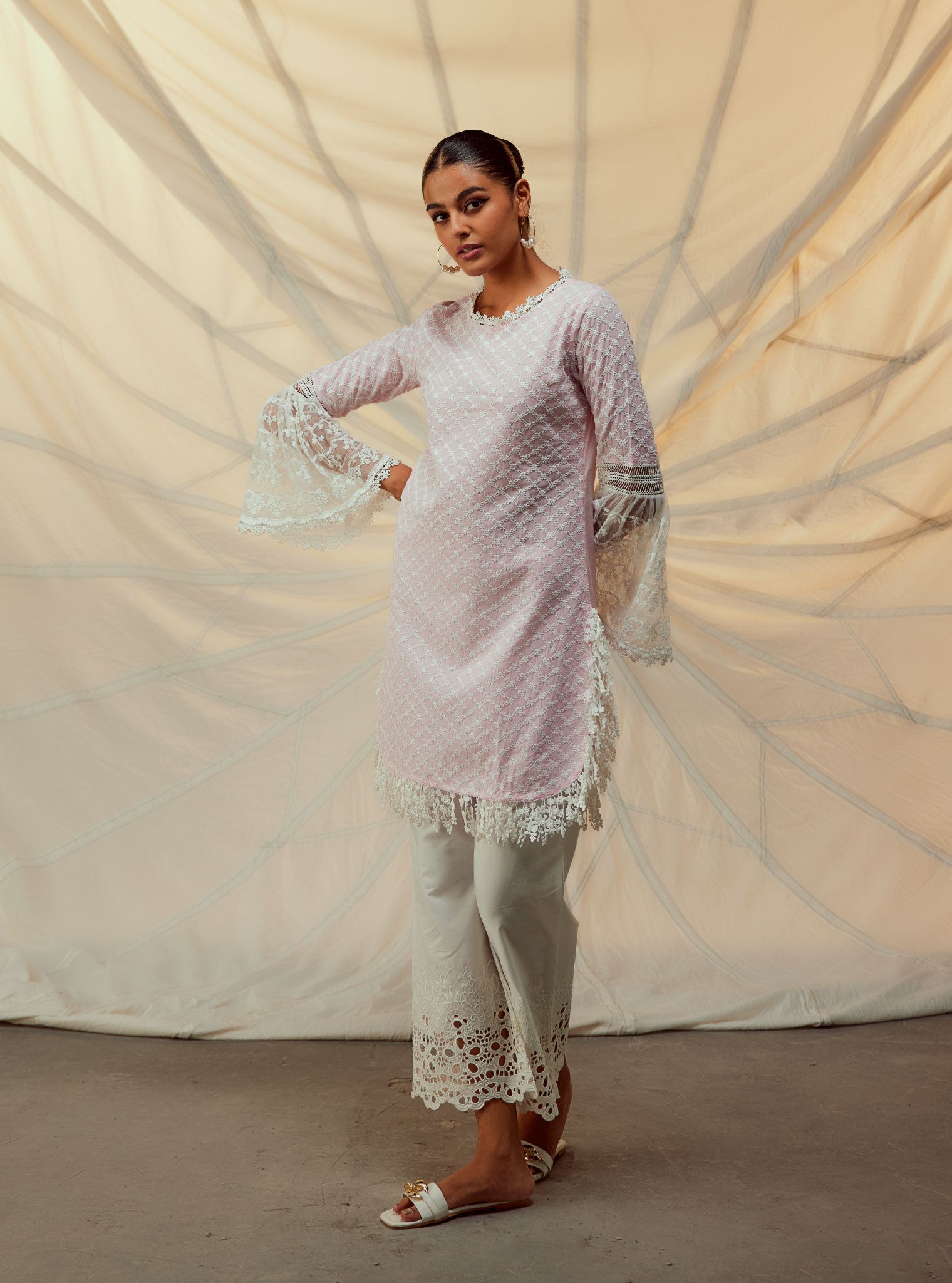 Aspen Pink Kurta with Garara Set
