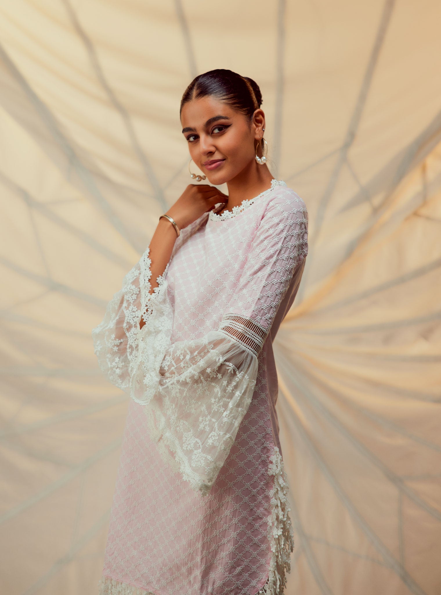 Aspen Pink Kurta with Garara Set