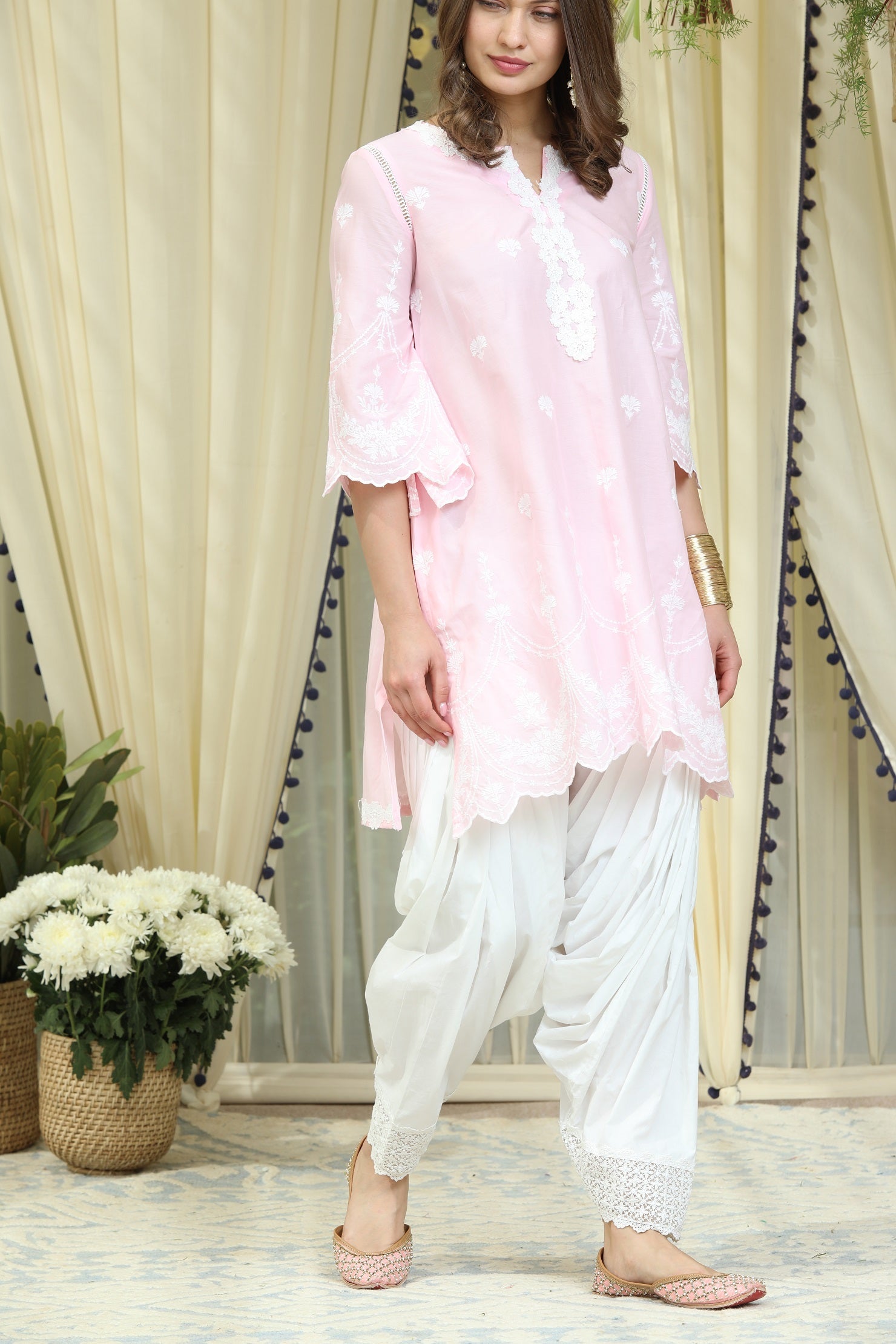 Mulmul Cotton Julia Kurta With Patiala