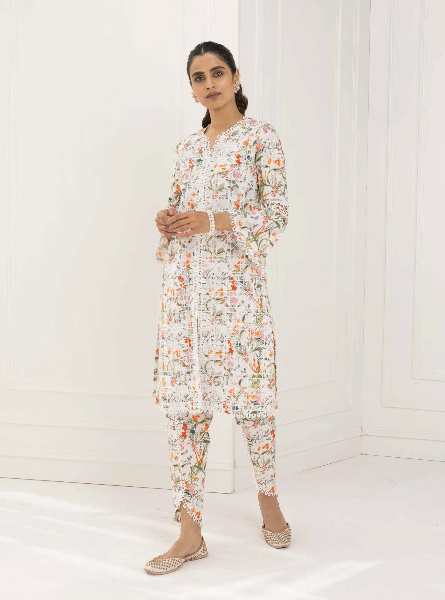 Corelli Supima Cotton White Kurta Set