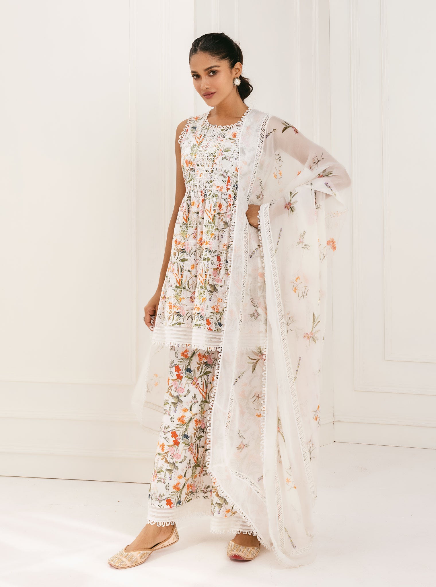 Elora Supima Cotton White Kurta Set