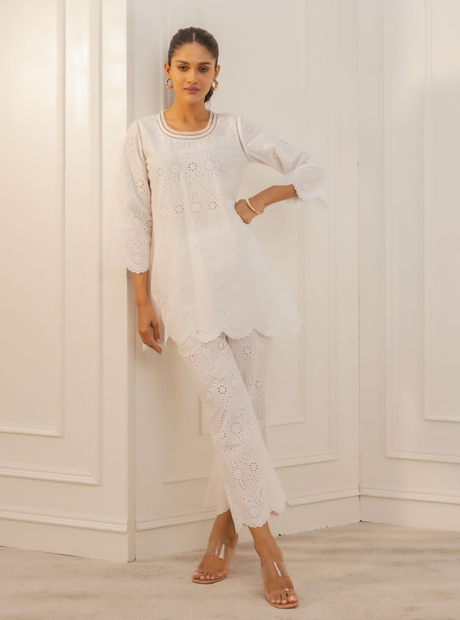 Evelyn Cotton White Top Set