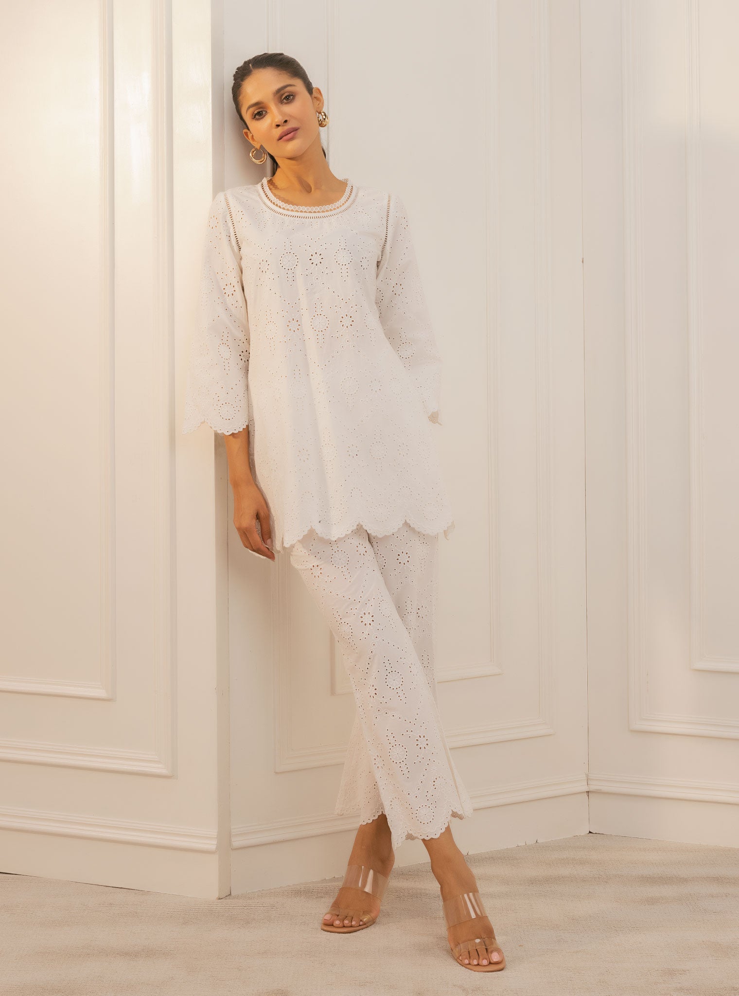 Evelyn Cotton White Top Set