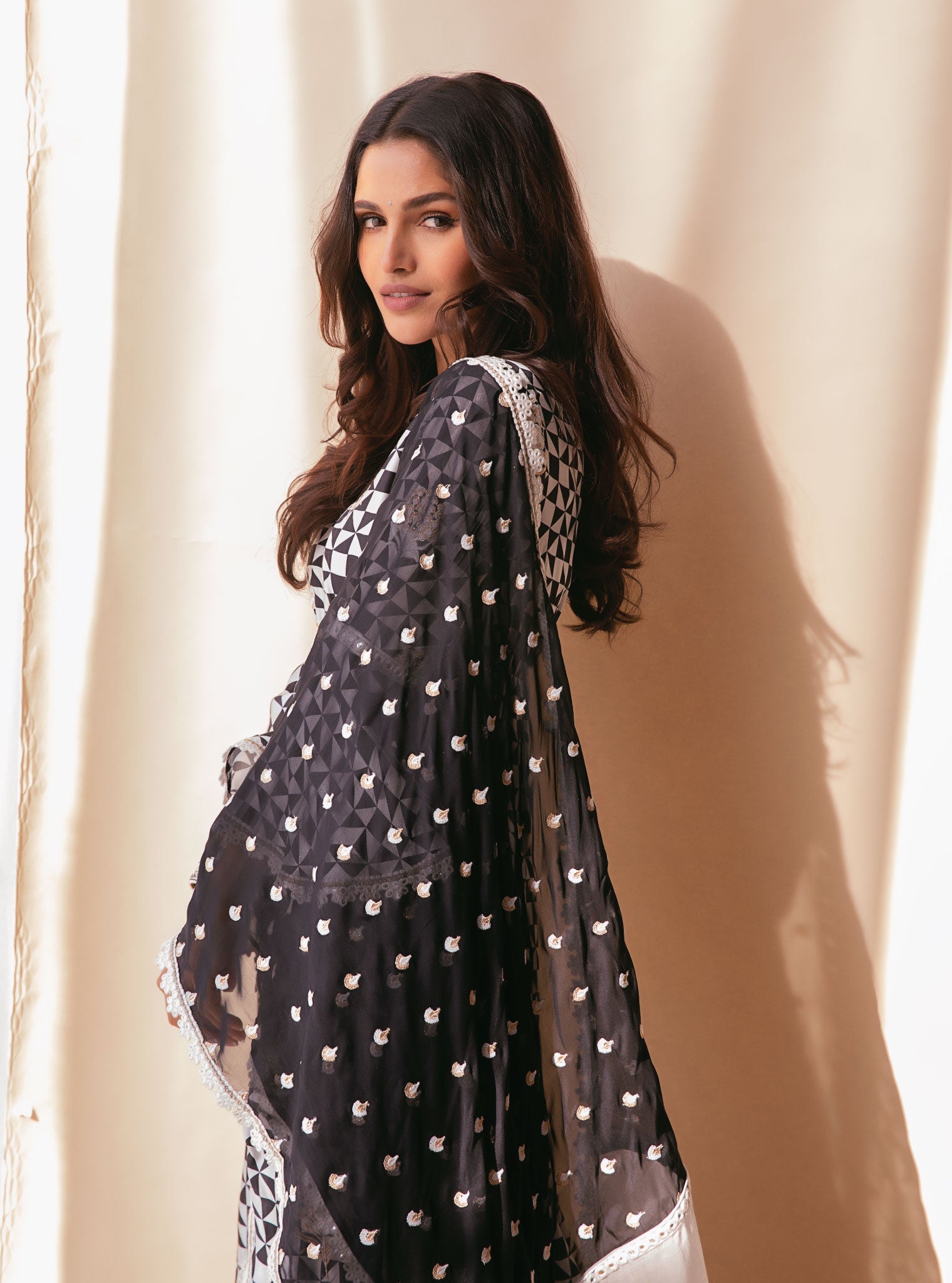 Zaya Cupro Silk Black Kurta Set