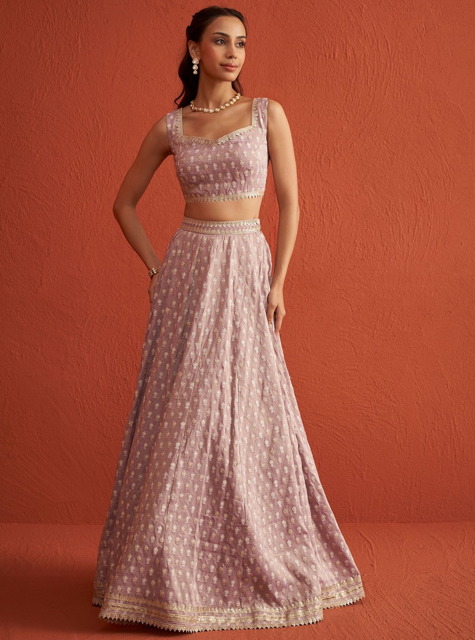 Heeriye Luxe Tissue Lilac Lehenga