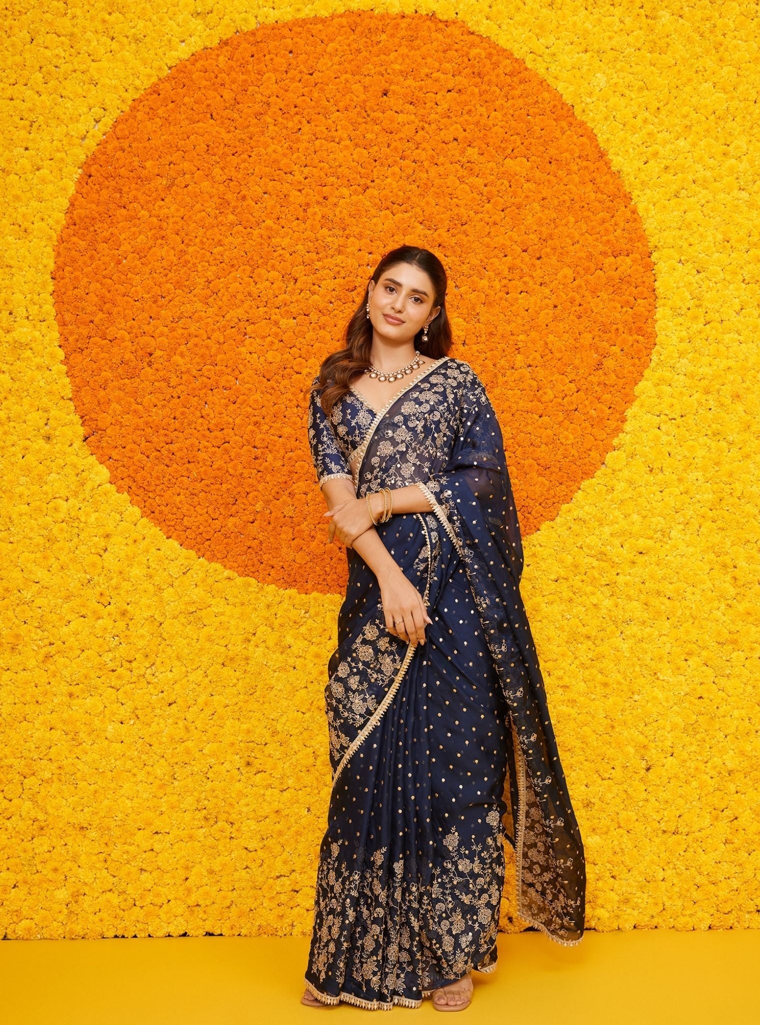 Jigar Organza Navy Saree