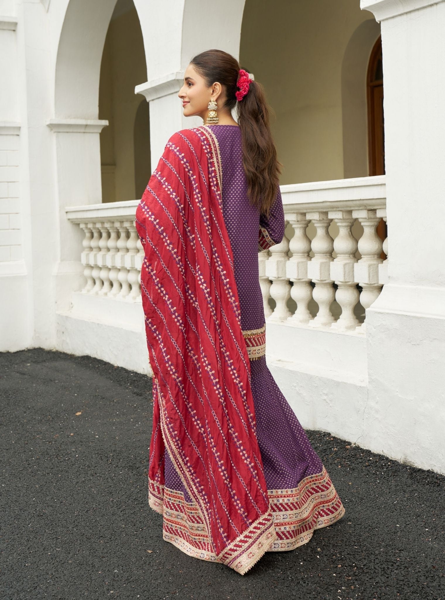 Eraya Purple Banarasi Garara Set